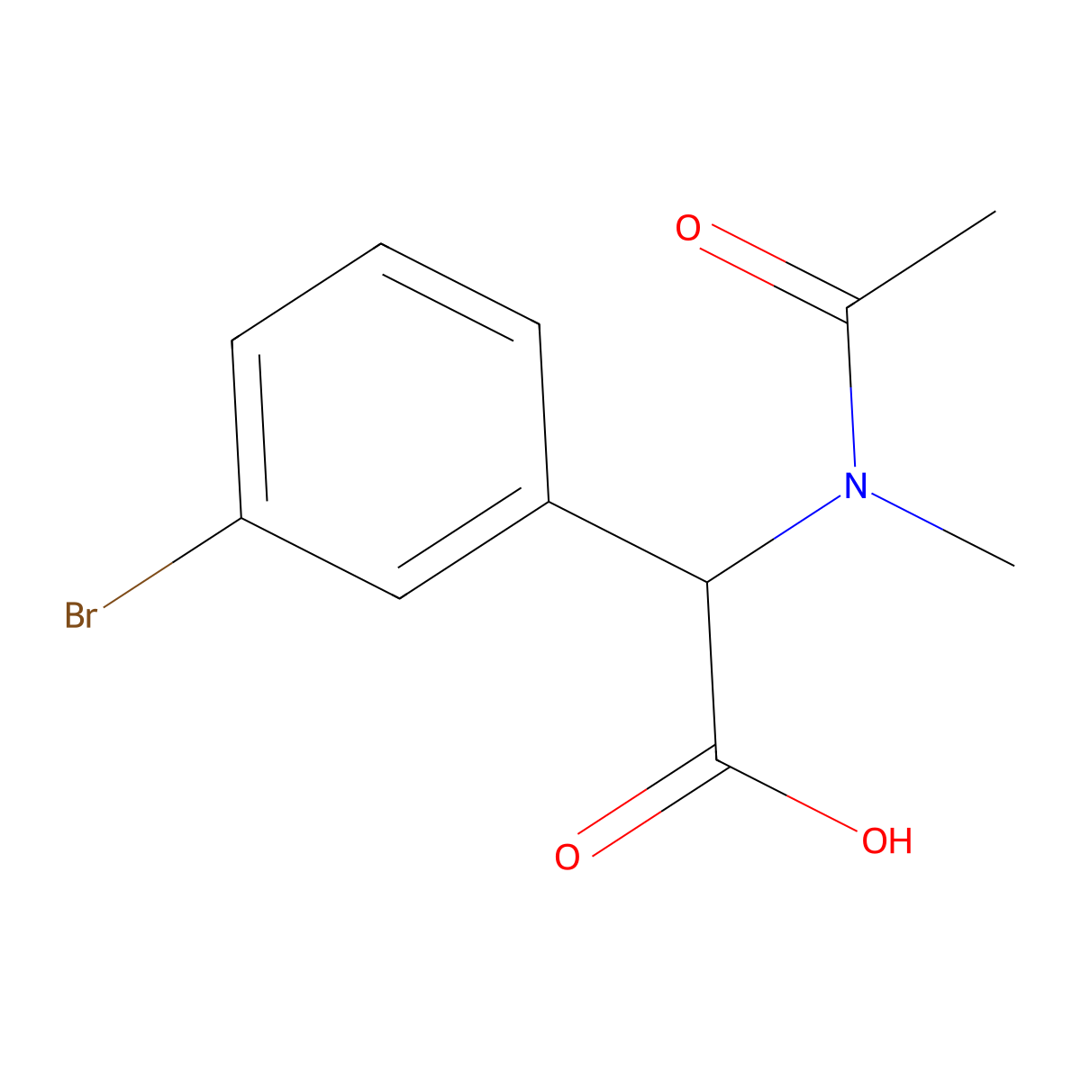 2-(3-bromophenyl)-2-(N-methylacetamido)acetic acid molecular structure, CAS 1343145-95-8