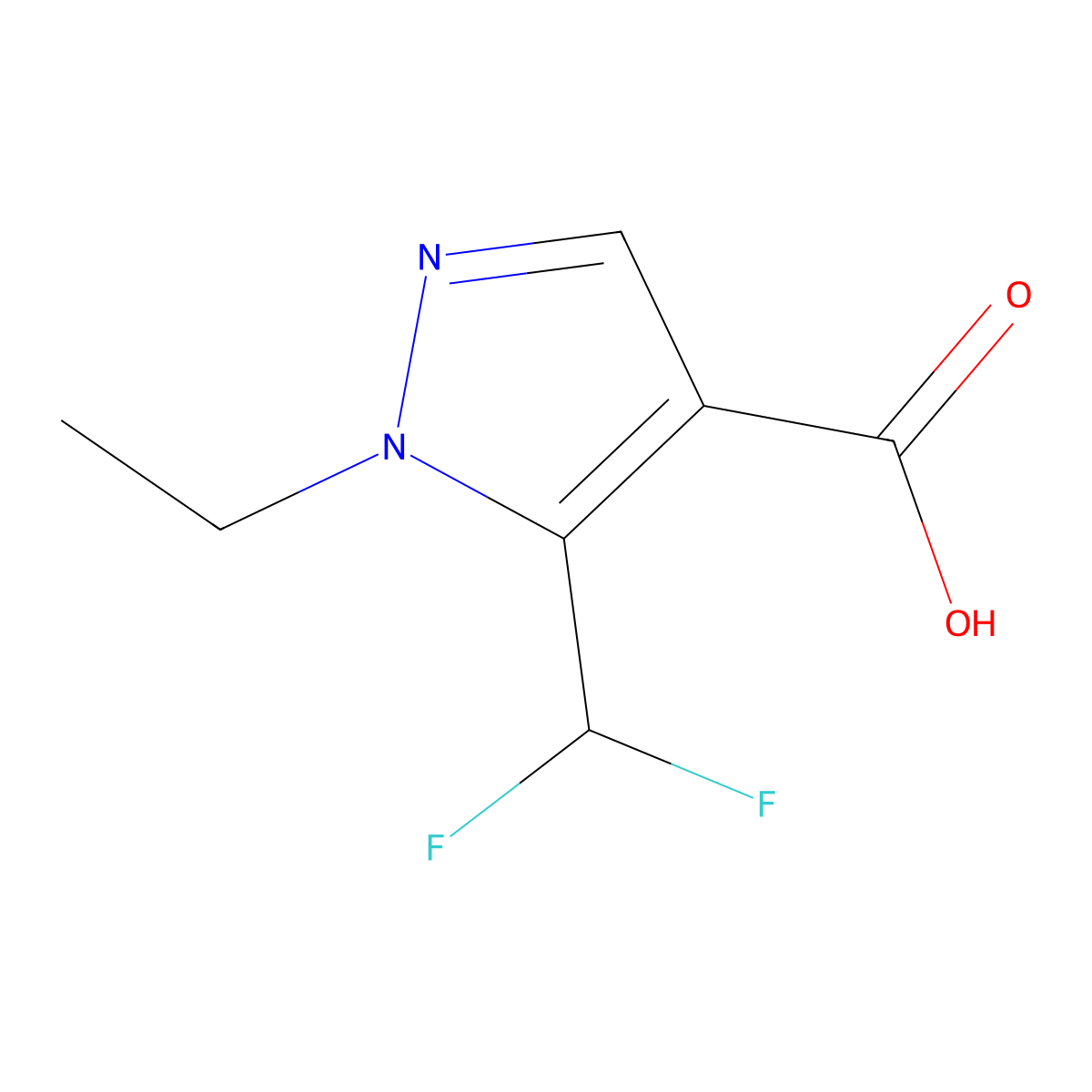 5-(Difluoromethyl)-1-ethyl-1H-pyrazole-4-carboxylic acid molecular structure, CAS 1343146-62-2
