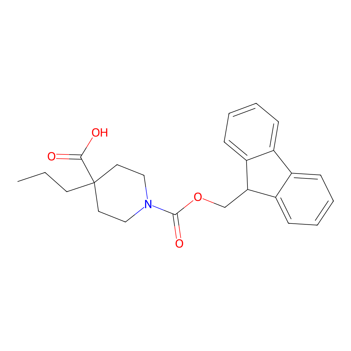 1-{[(9H-fluoren-9-yl)methoxy]carbonyl}-4-propylpiperidine-4-carboxylic acid molecular structure, CAS 1343147-07-8