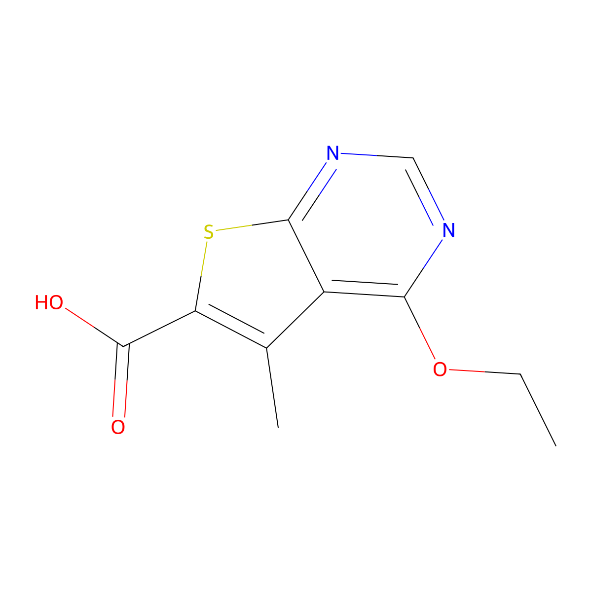 4-Ethoxy-5-methylthieno[2,3-d]pyrimidine-6-carboxylic acid molecular structure, CAS 1343152-42-0