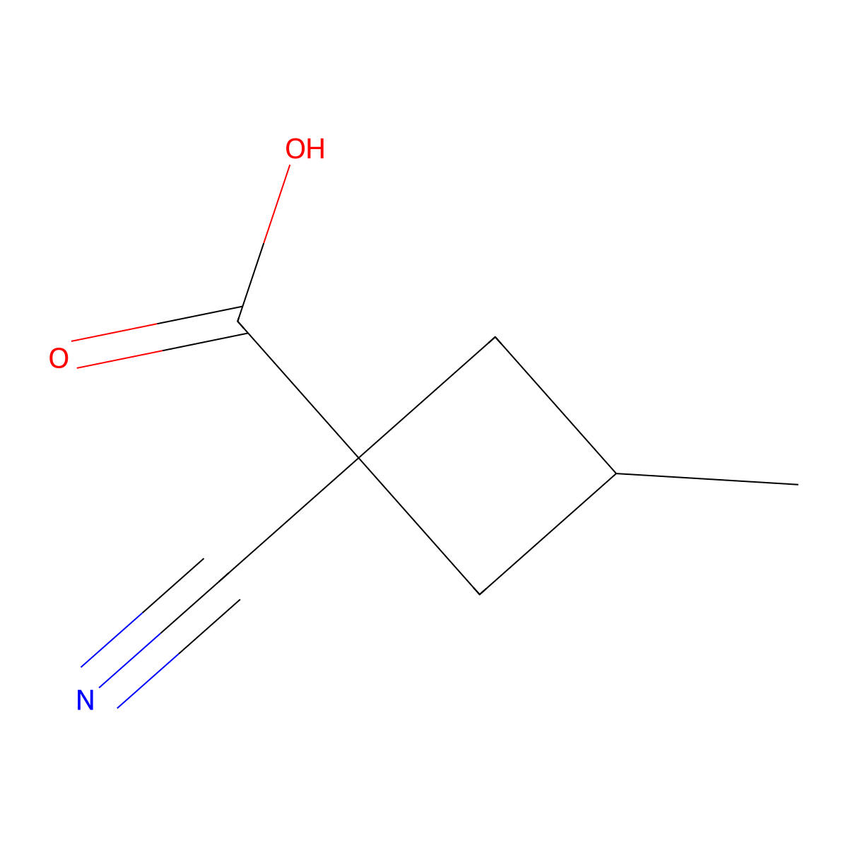 1-Cyano-3-methylcyclobutane-1-carboxylic acid molecular structure, CAS 1343155-63-4
