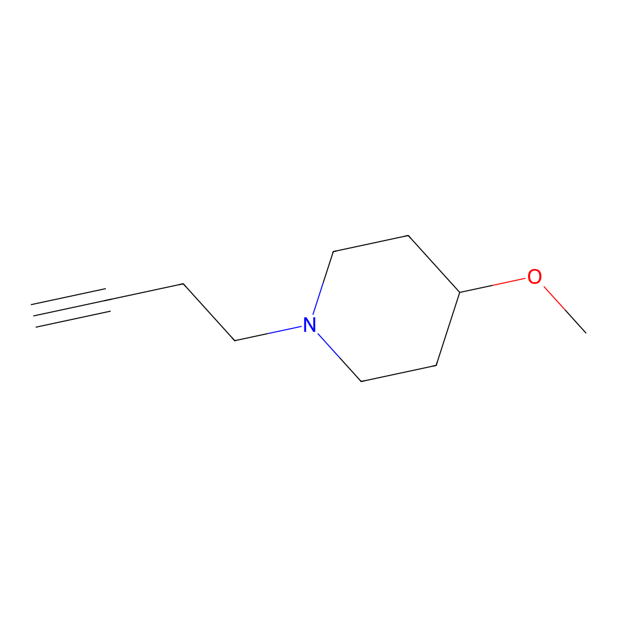 1-(But-3-yn-1-yl)-4-methoxypiperidine molecular structure, CAS 1343156-24-0