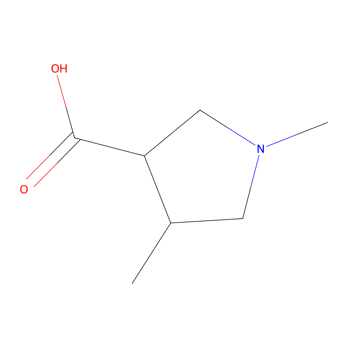 1,4-Dimethylpyrrolidine-3-carboxylic acid molecular structure, CAS 1343158-66-6