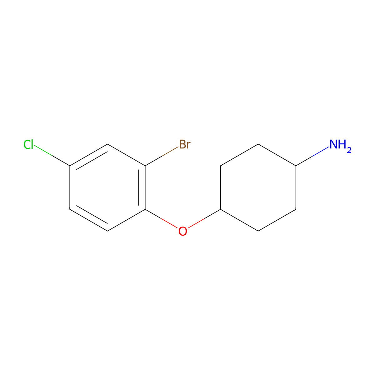 4-(2-Bromo-4-chlorophenoxy)cyclohexan-1-amine molecular structure, CAS 1343159-83-0