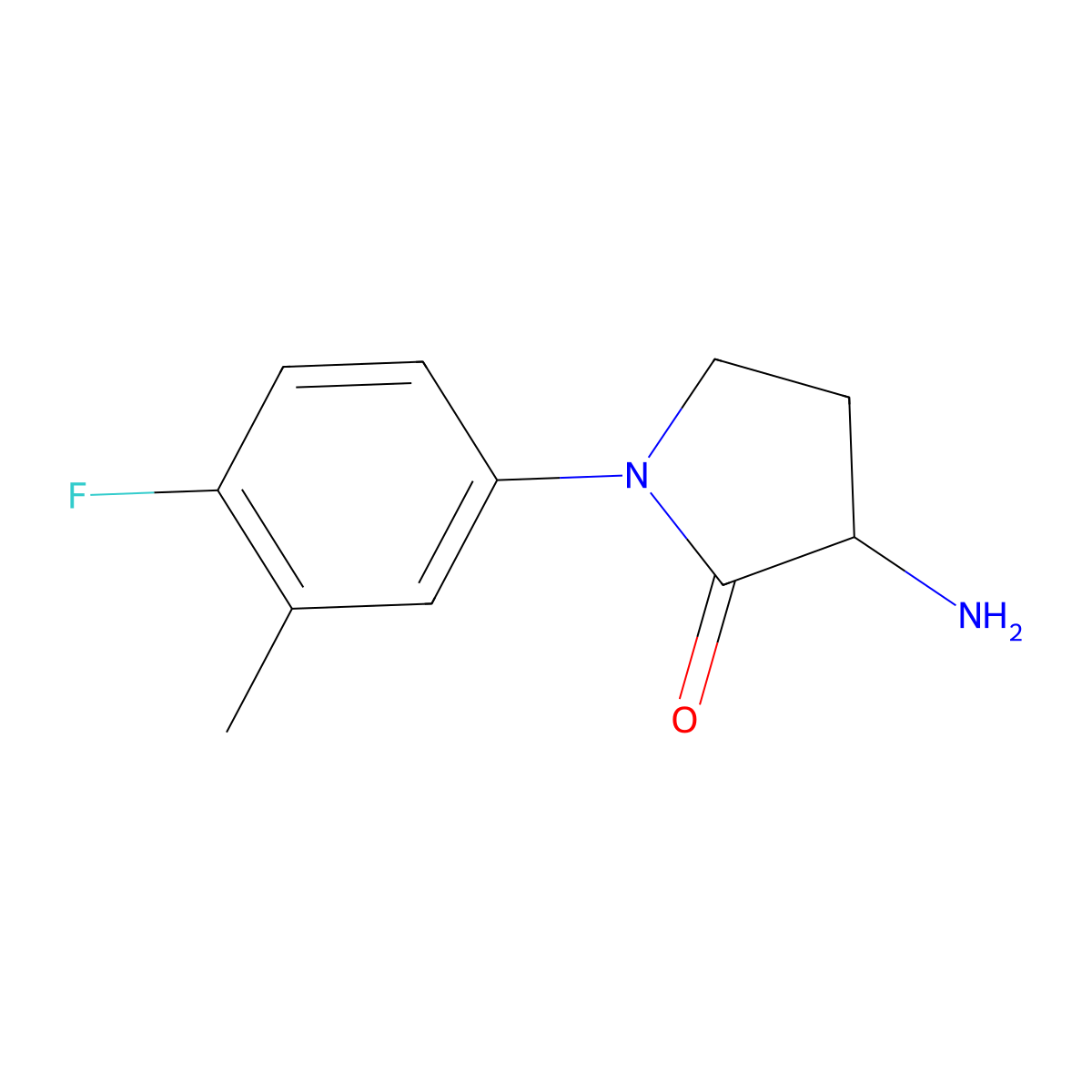 3-Amino-1-(4-fluoro-3-methylphenyl)pyrrolidin-2-one molecular structure, CAS 1343162-44-6