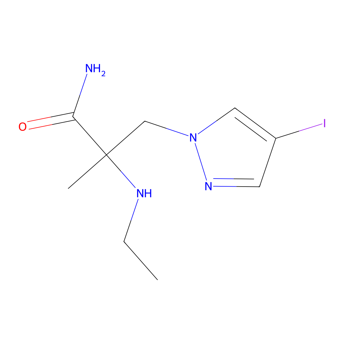 2-(Ethylamino)-3-(4-iodo-1h-pyrazol-1-yl)-2-methylpropanamide molecular structure, CAS 1343167-63-4