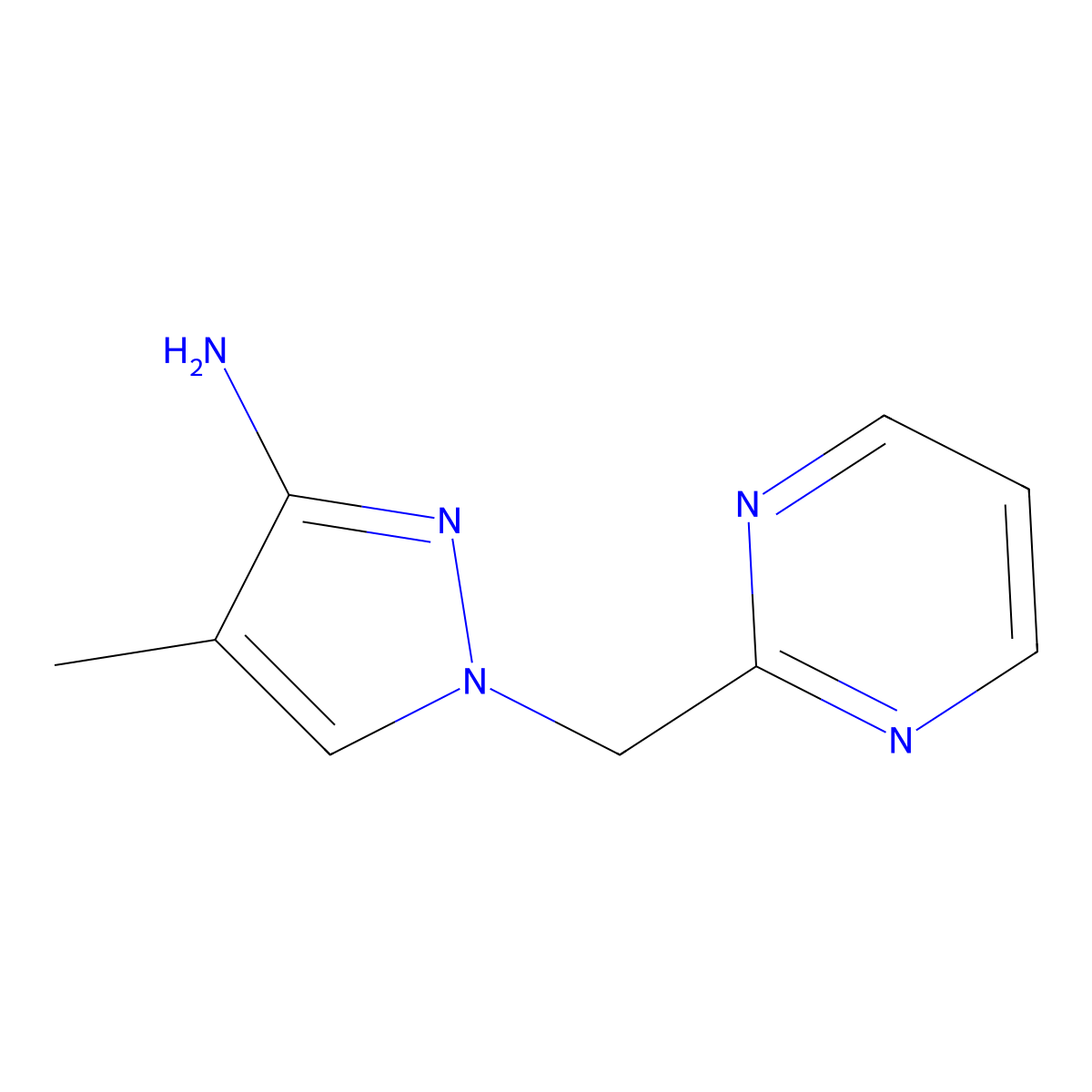4-Methyl-1-[(pyrimidin-2-yl)methyl]-1H-pyrazol-3-amine molecular structure, CAS 1343167-81-6