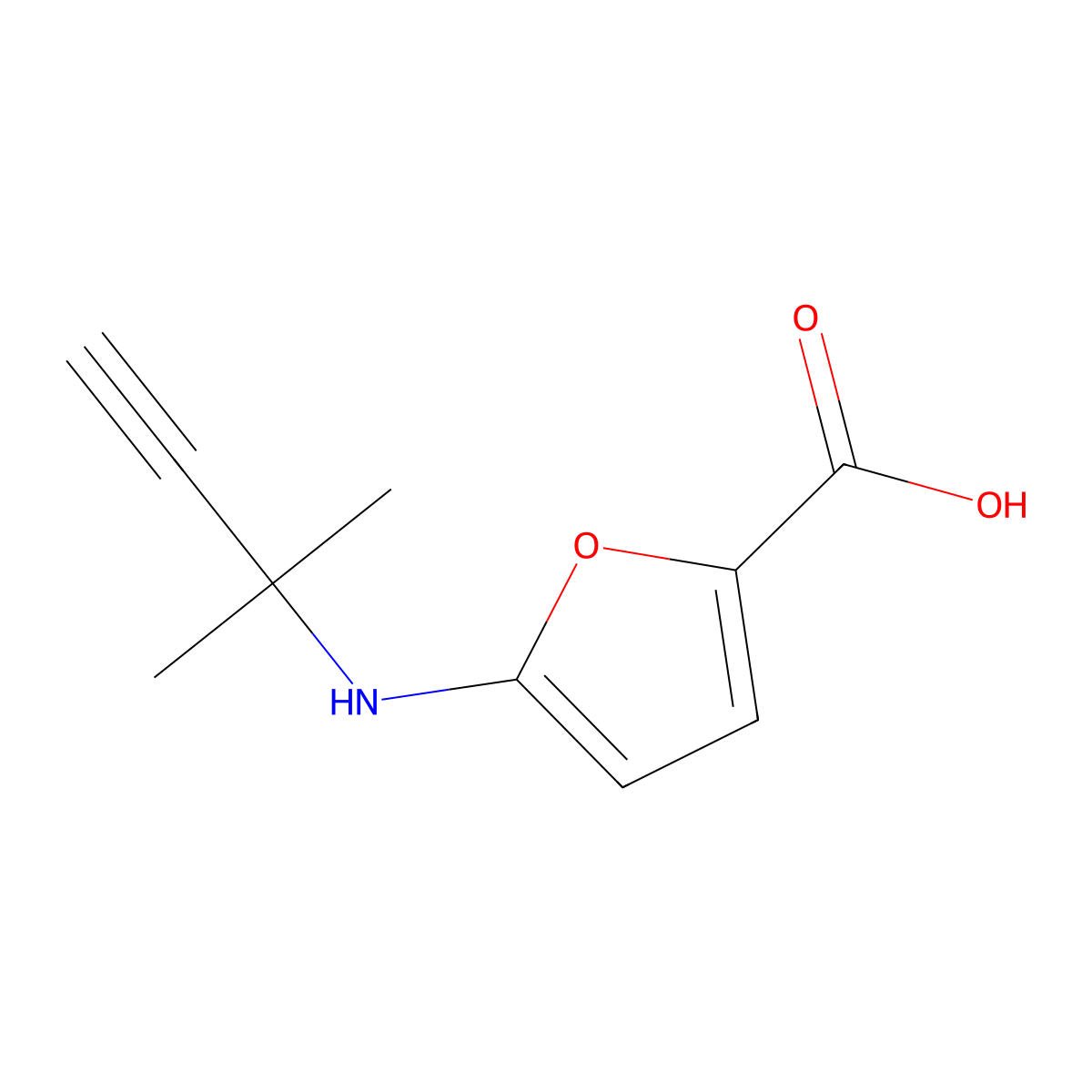 5-[(2-Methylbut-3-YN-2-YL)amino]furan-2-carboxylic acid molecular structure, CAS 1343167-86-1