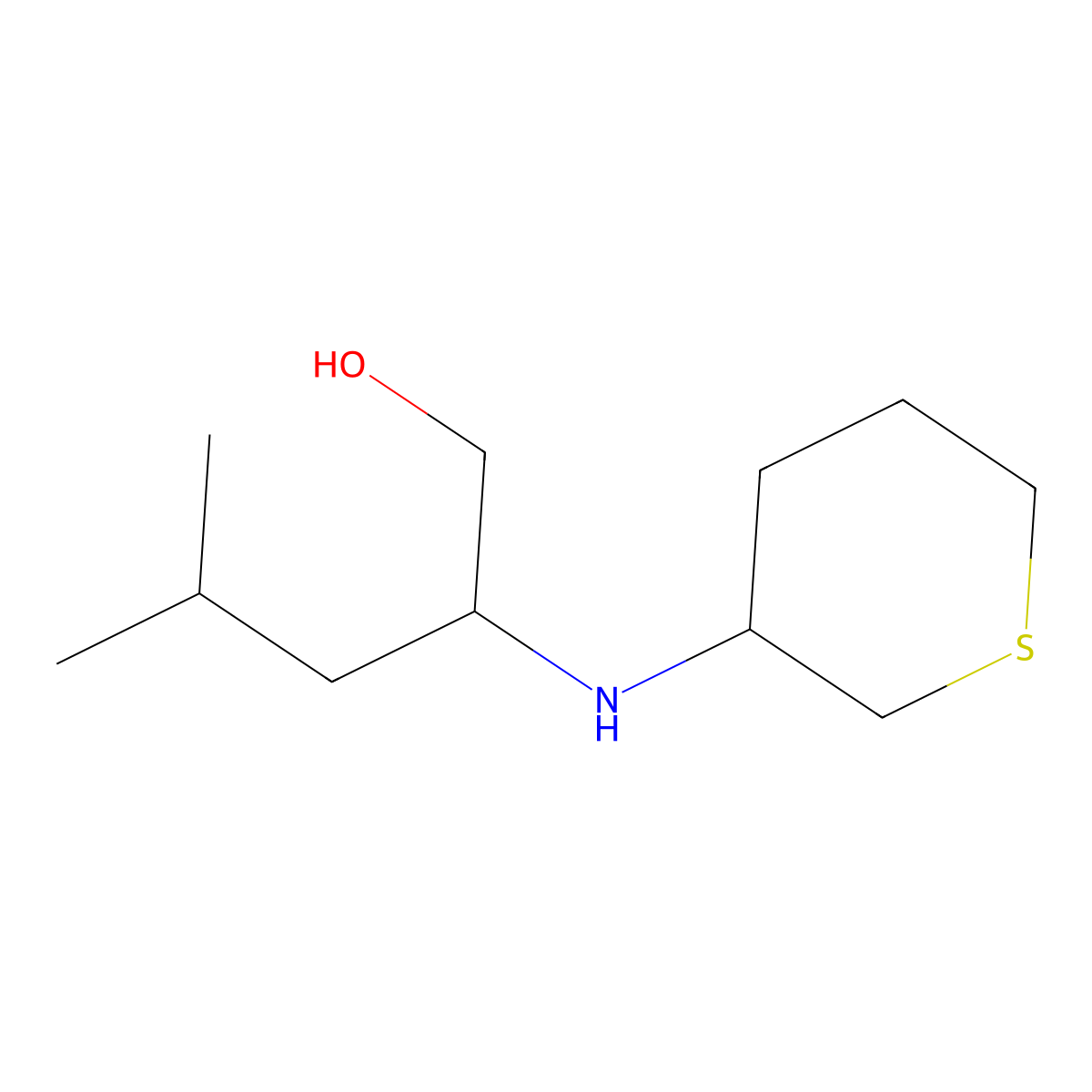 4-Methyl-2-((tetrahydro-2H-thiopyran-3-yl)amino)pentan-1-ol molecular structure, CAS 1343171-53-8
