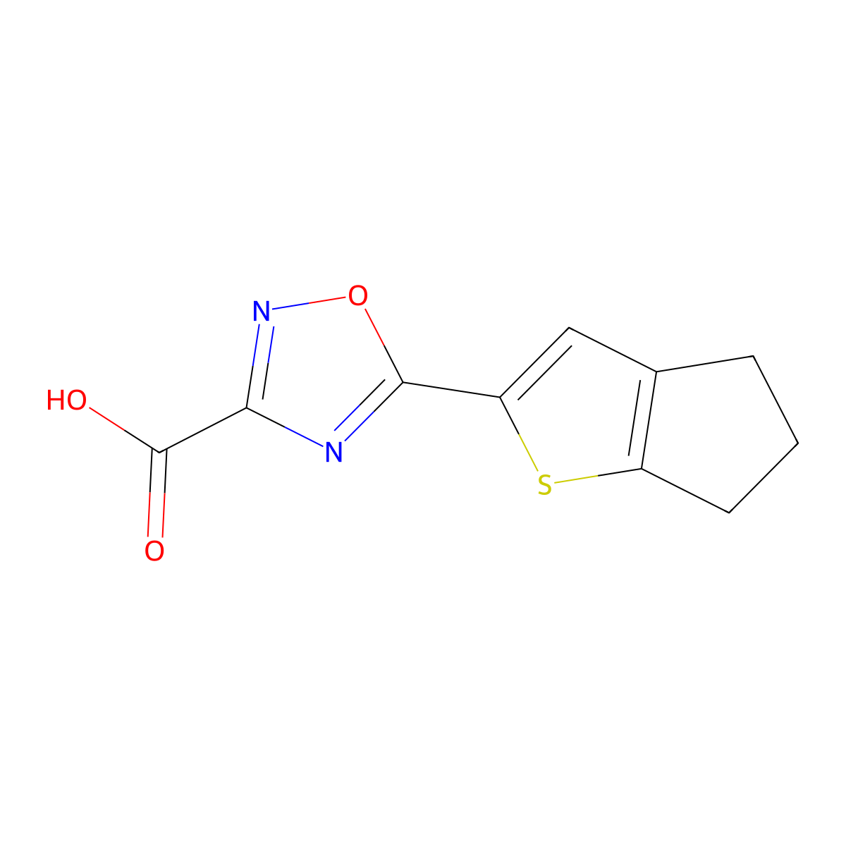5-(5,6-dihydro-4H-cyclopenta[b]thiophen-2-yl)-1,2,4-oxadiazole-3-carboxylic acid molecular structure, CAS 1343173-43-2