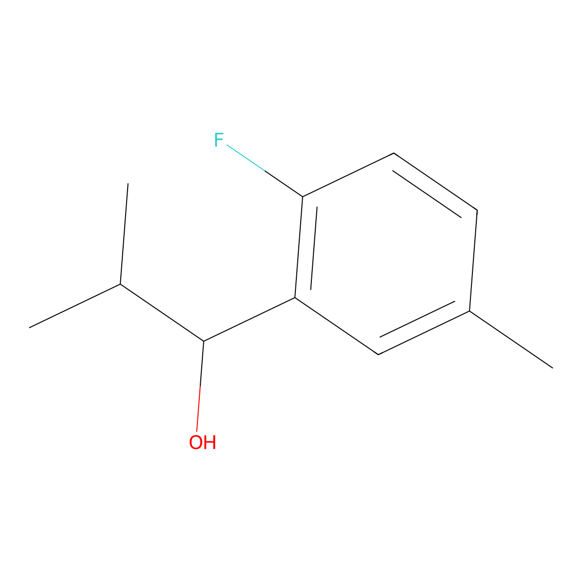 1-(2-Fluoro-5-methylphenyl)-2-methylpropan-1-ol molecular structure, CAS 1343177-34-3