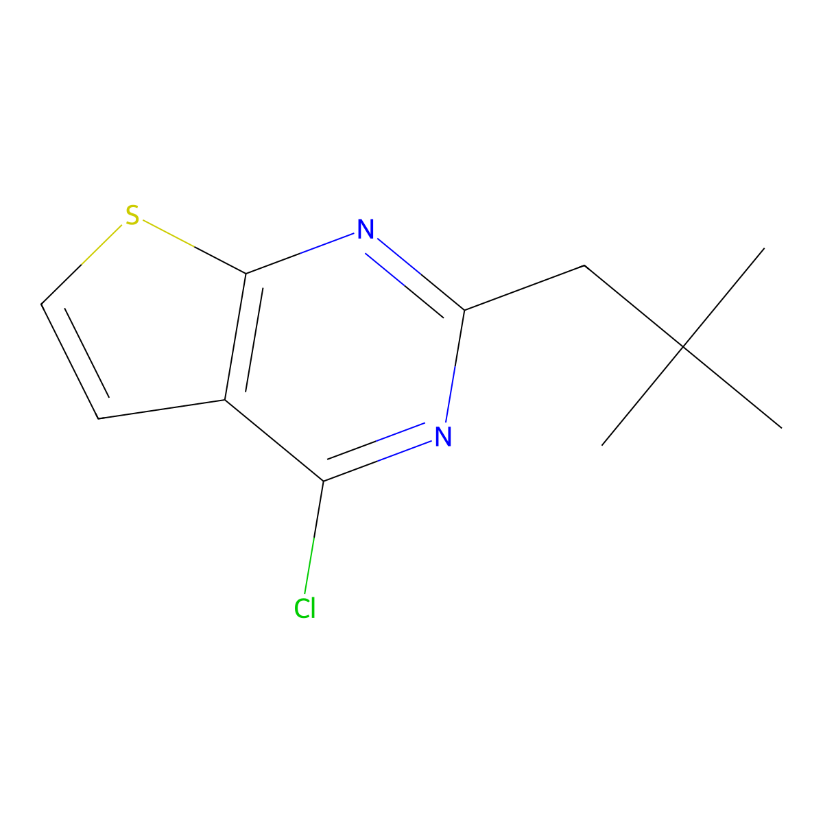 4-Chloro-2-(2,2-dimethylpropyl)thieno[2,3-d]pyrimidine molecular structure, CAS 1343178-07-3