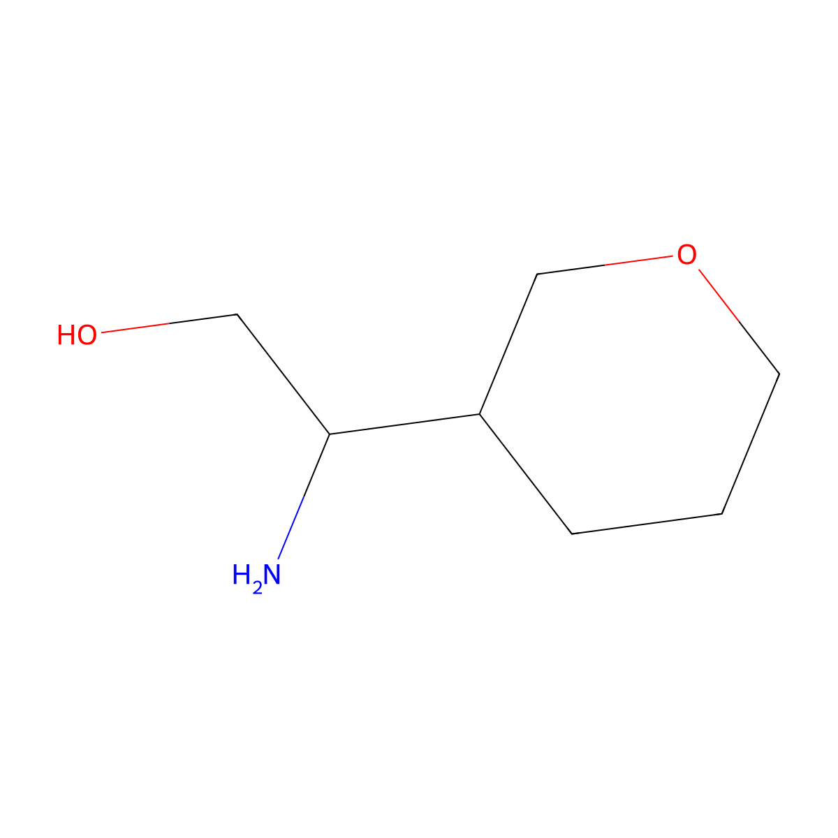 2-Amino-2-(tetrahydro-2H-pyran-3-yl)ethanol molecular structure, CAS 1343181-02-1