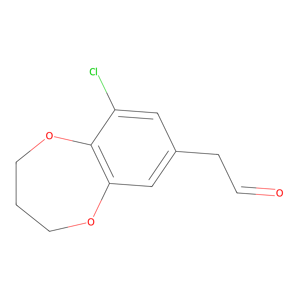 2-(9-Chloro-3,4-dihydro-2h-benzo[b][1,4]dioxepin-7-yl)acetaldehyde molecular structure, CAS 1343181-46-3