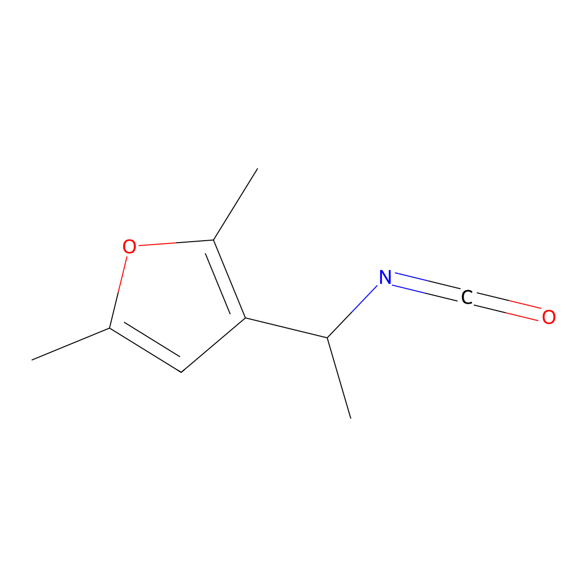3-(1-Isocyanatoethyl)-2,5-dimethylfuran molecular structure, CAS 1343183-29-8