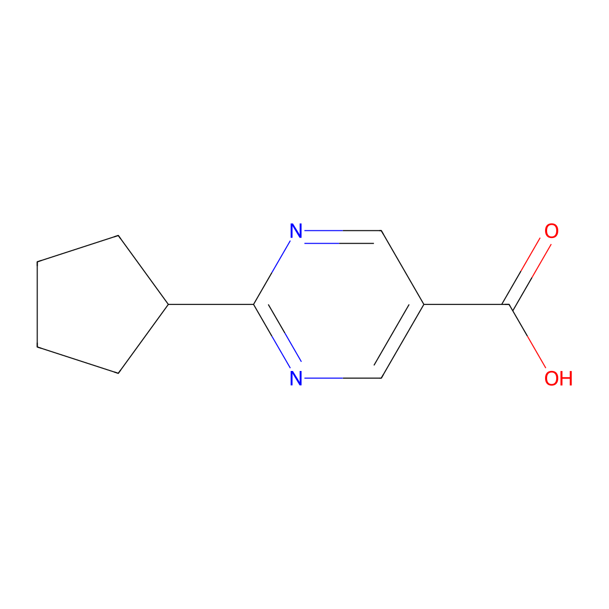 2-Cyclopentylpyrimidine-5-carboxylic acid molecular structure, CAS 1343184-48-4
