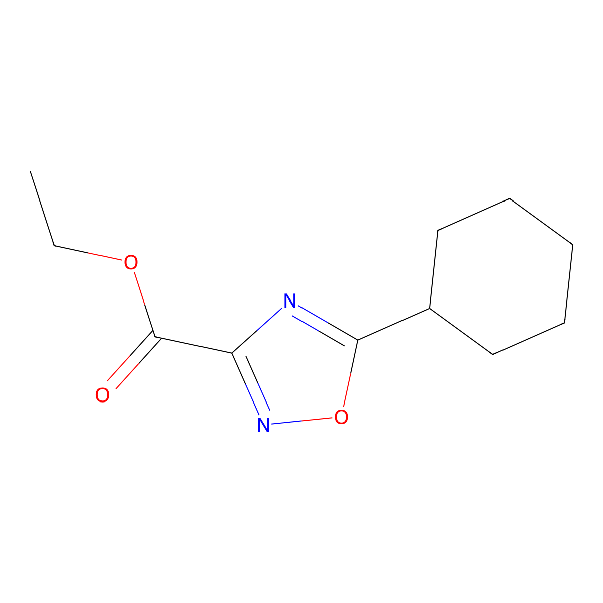 Ethyl 5-cyclohexyl-1,2,4-oxadiazole-3-carboxylate molecular structure, CAS 1343186-43-5