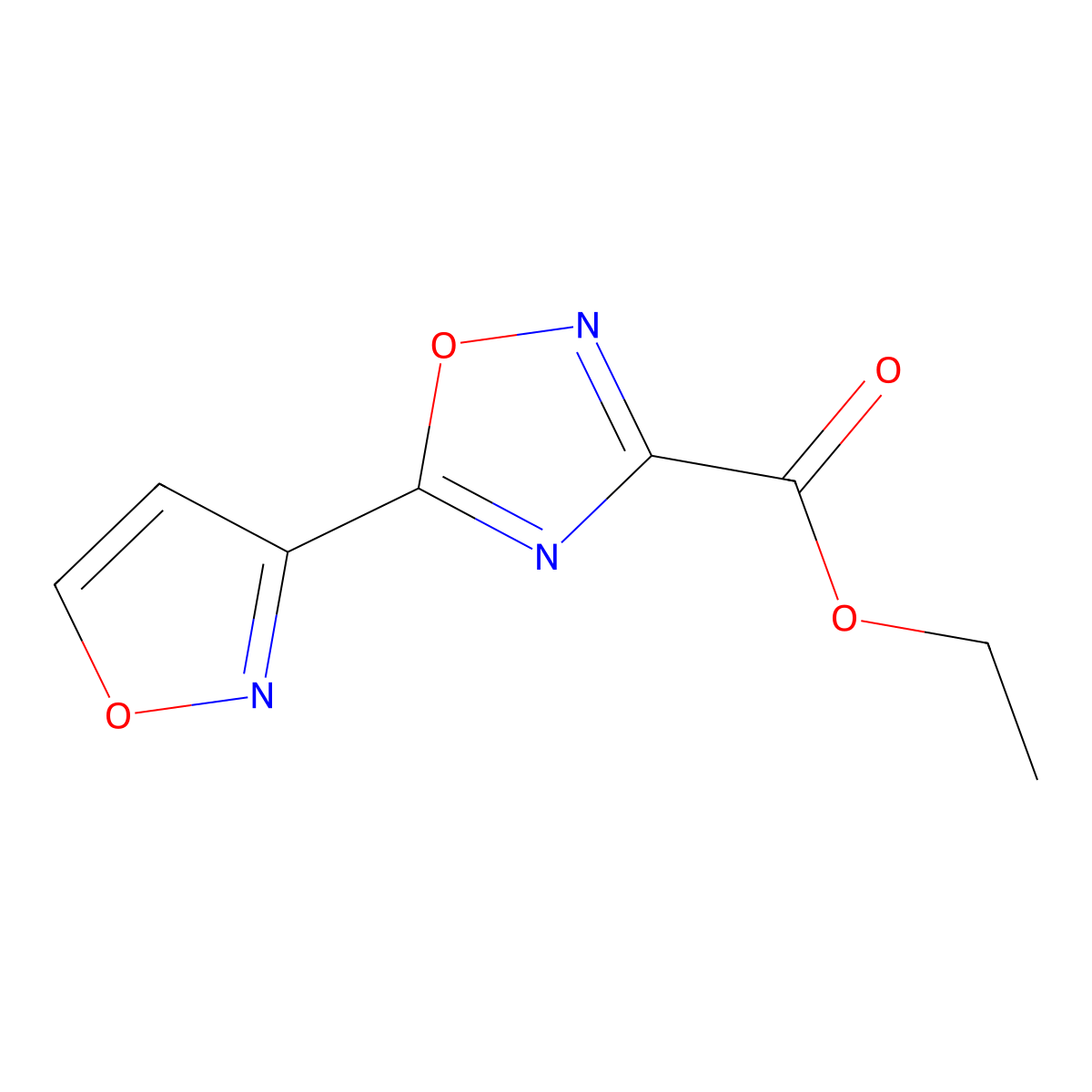 Ethyl 5-(isoxazol-3-yl)-1,2,4-oxadiazole-3-carboxylate molecular structure, CAS 1343187-68-7