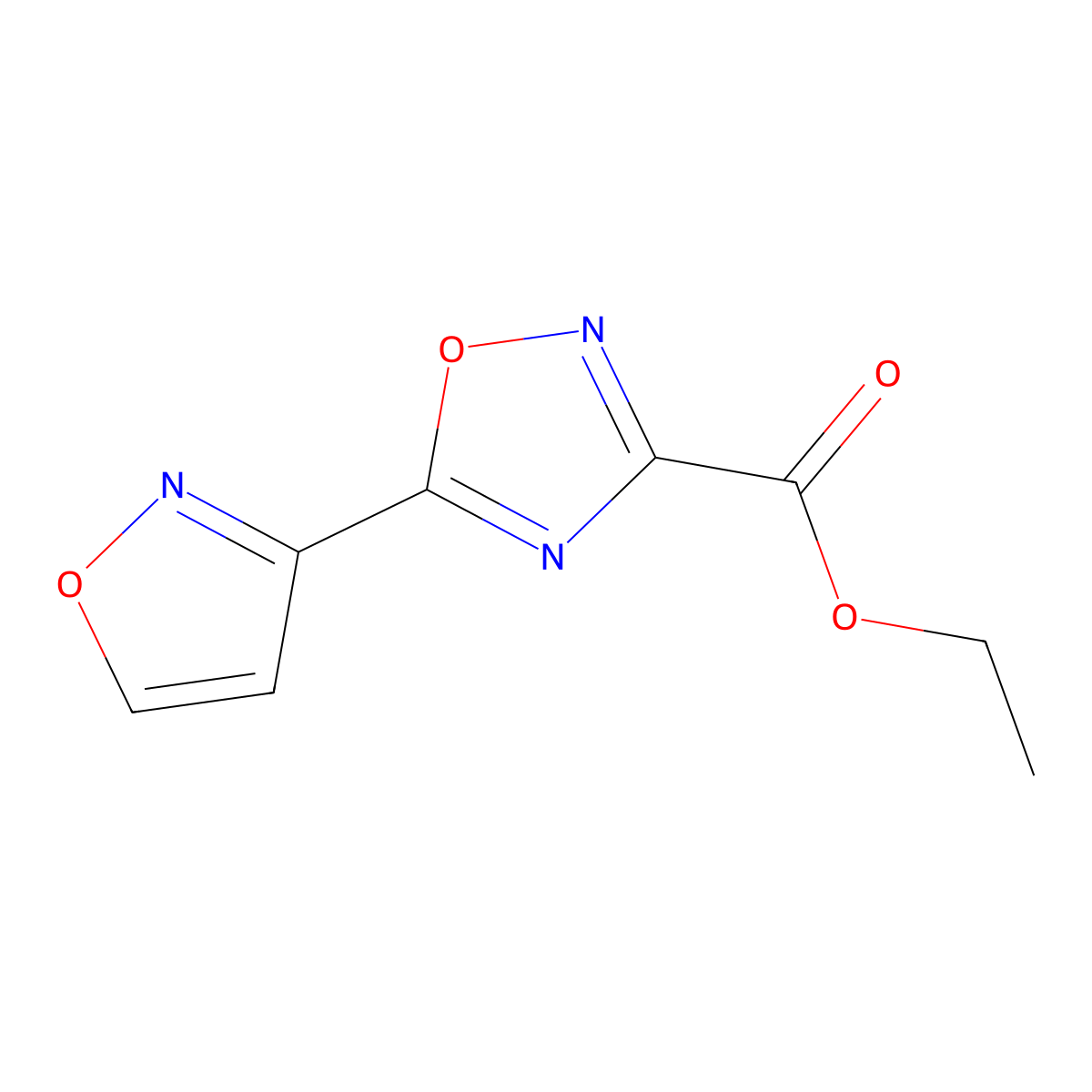 Ethyl 5-(isoxazol-3-yl)-1,2,4-oxadiazole-3-carboxylate molecular structure, CAS 1343187-68-7