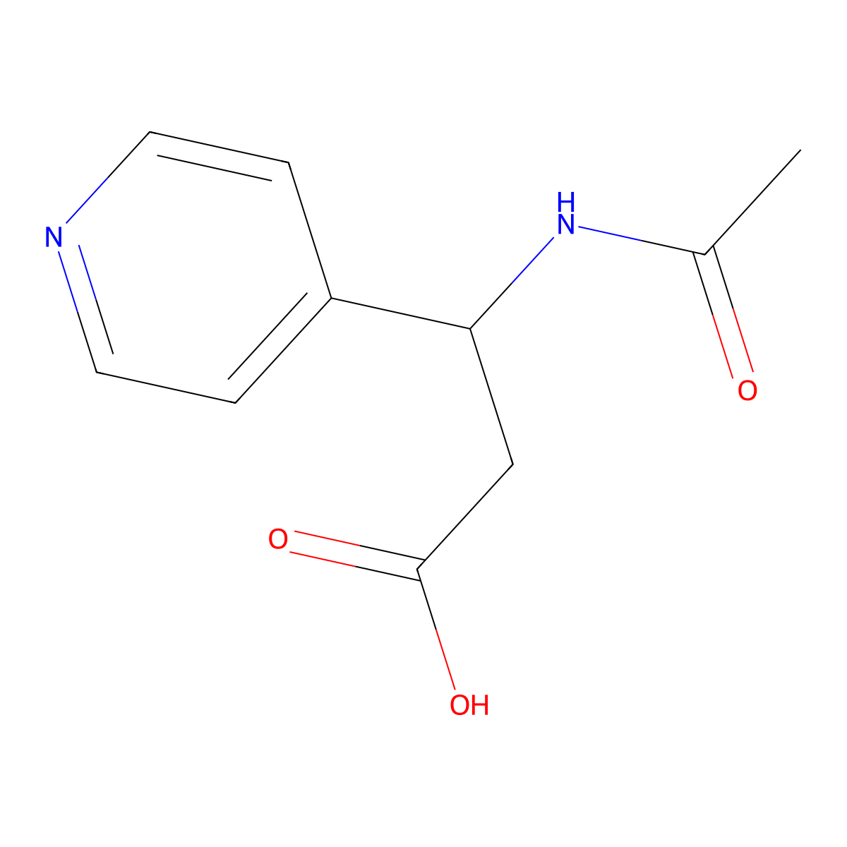 3-Acetamido-3-(pyridin-4-yl)propanoic acid molecular structure, CAS 1343188-55-5
