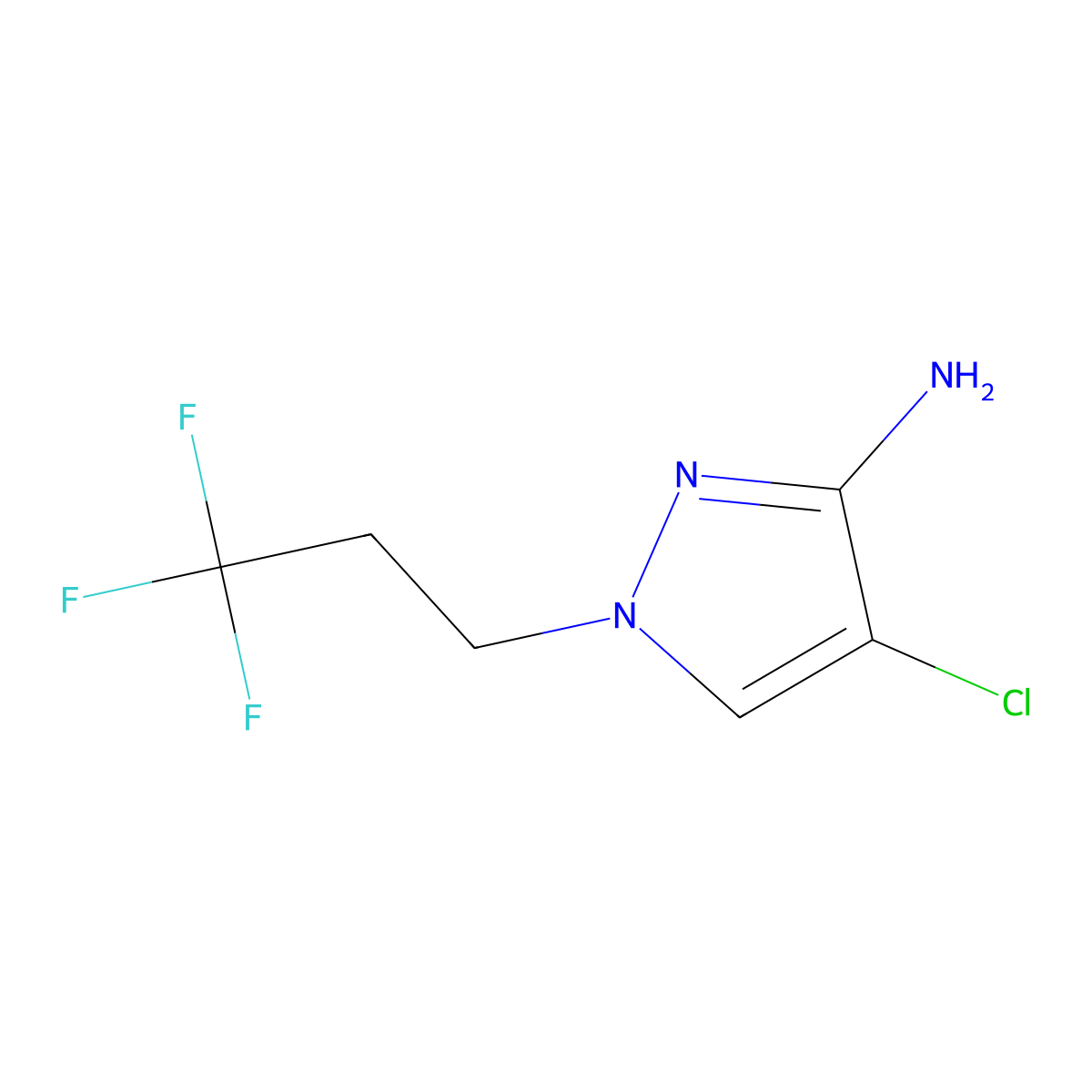 4-chloro-1-(3,3,3-trifluoropropyl)-1H-pyrazol-3-amine molecular structure, CAS 1343188-88-4