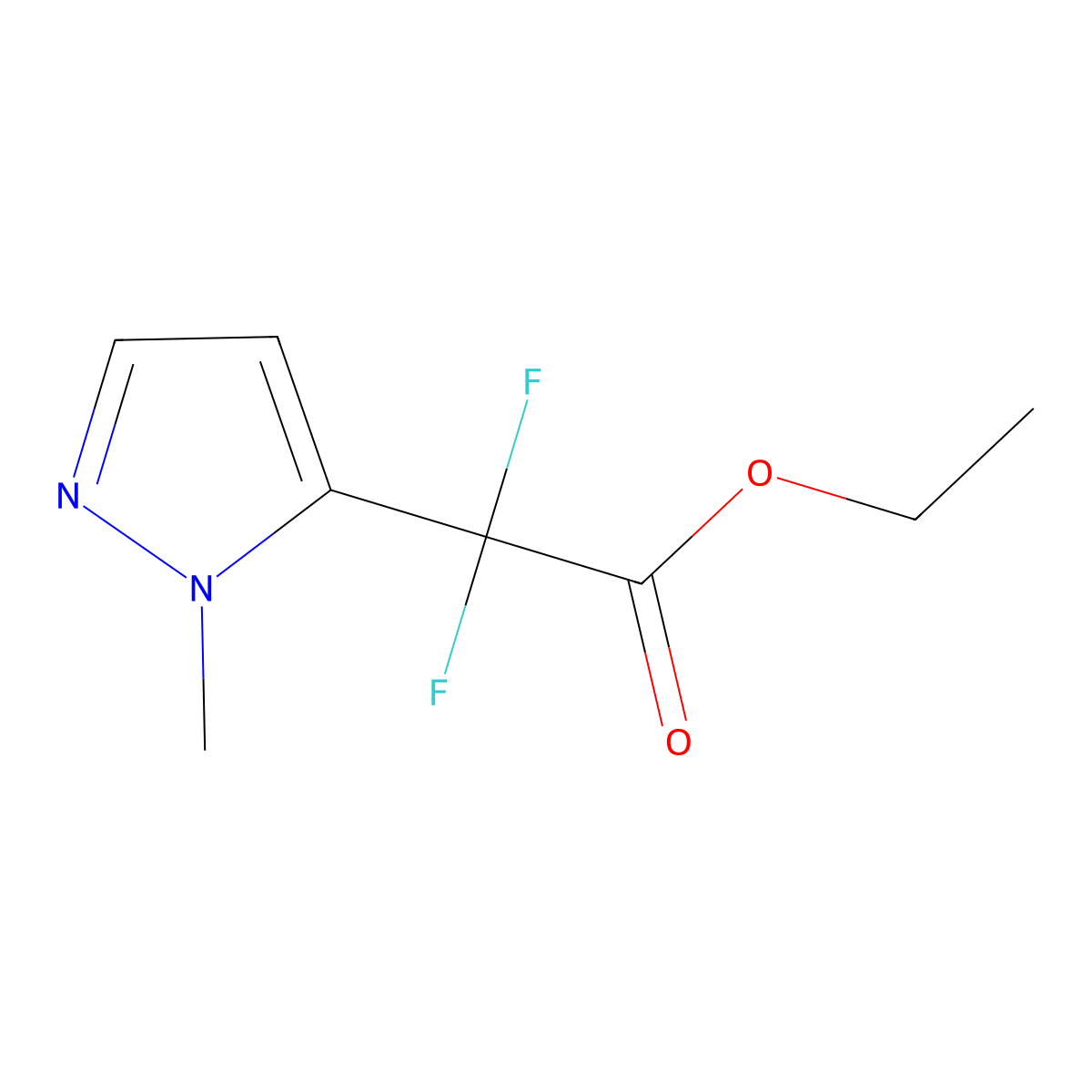 ethyl 2,2-difluoro-2-(1-methyl-1H-pyrazol-5-yl)acetate molecular structure, CAS 1343190-46-4
