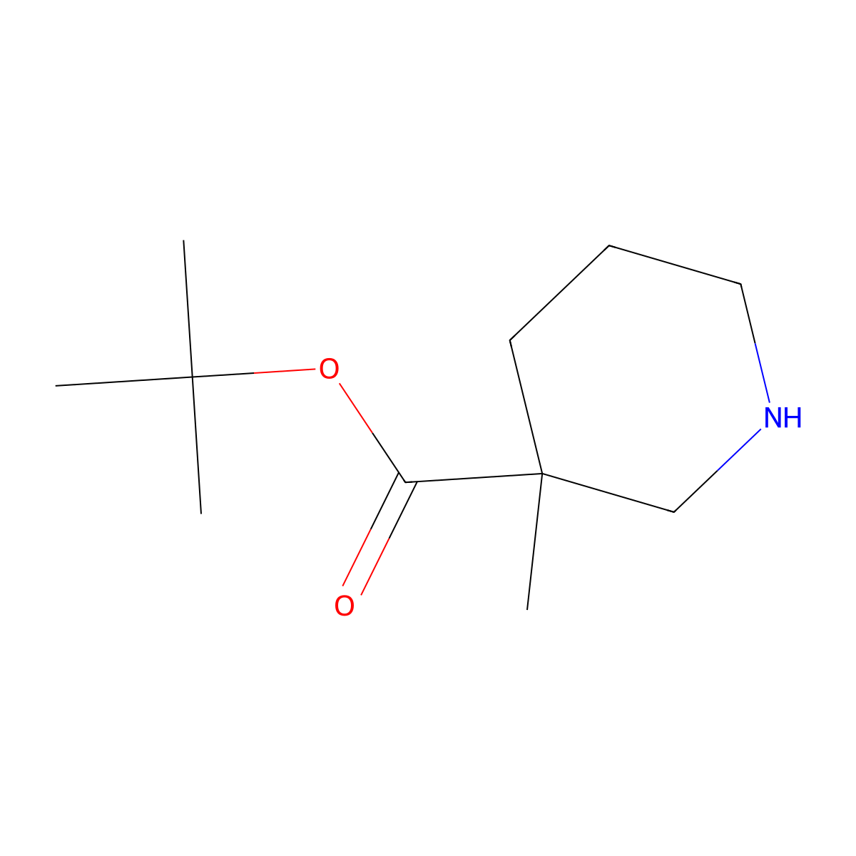 Tert-butyl 3-methylpiperidine-3-carboxylate molecular structure, CAS 1343192-59-5