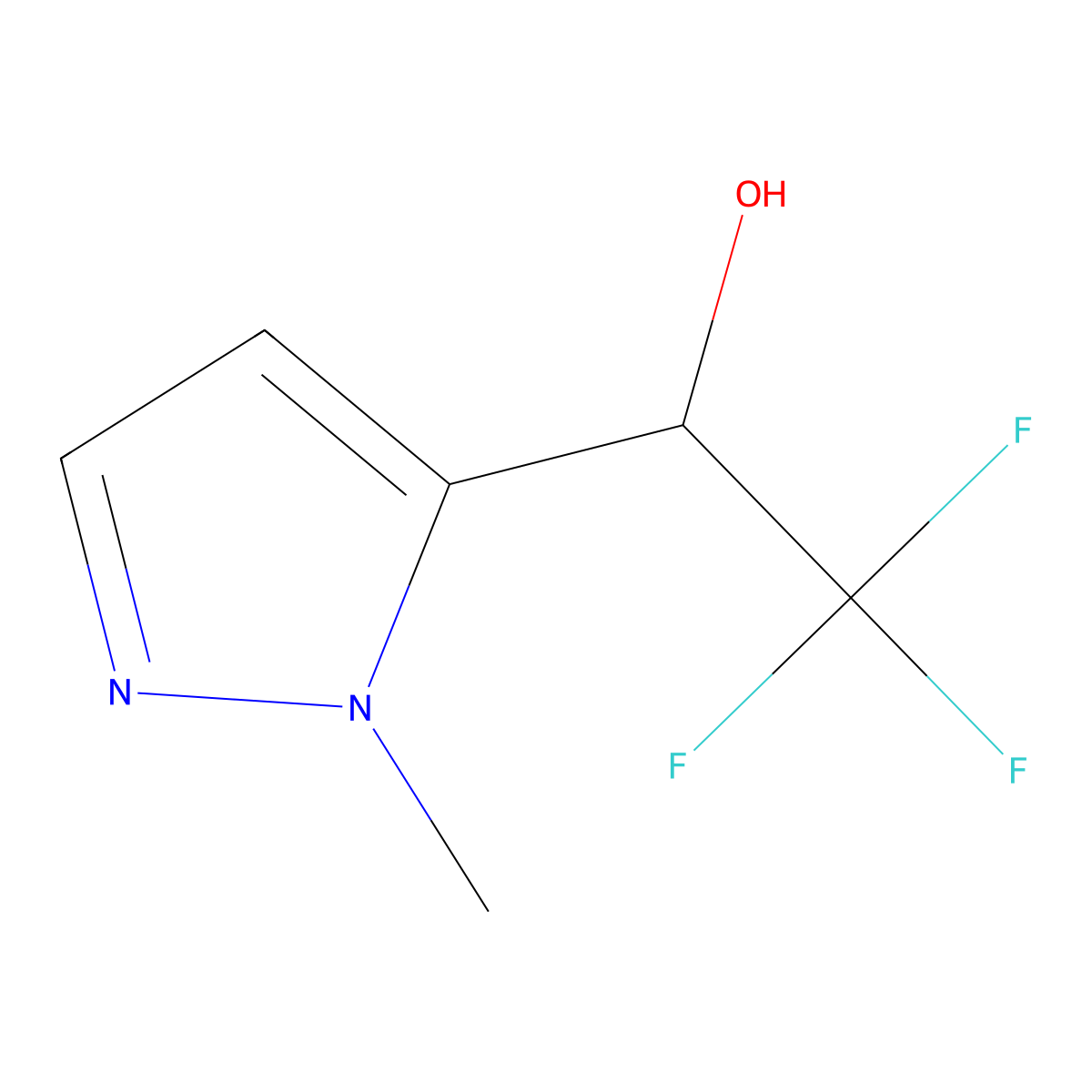 2,2,2-trifluoro-1-(1-methyl-1H-pyrazol-5-yl)ethan-1-ol molecular structure, CAS 1343199-34-7