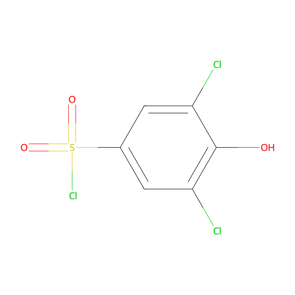 3,5-Dichloro-4-hydroxybenzene-1-sulfonyl chloride molecular structure, CAS 13432-81-0