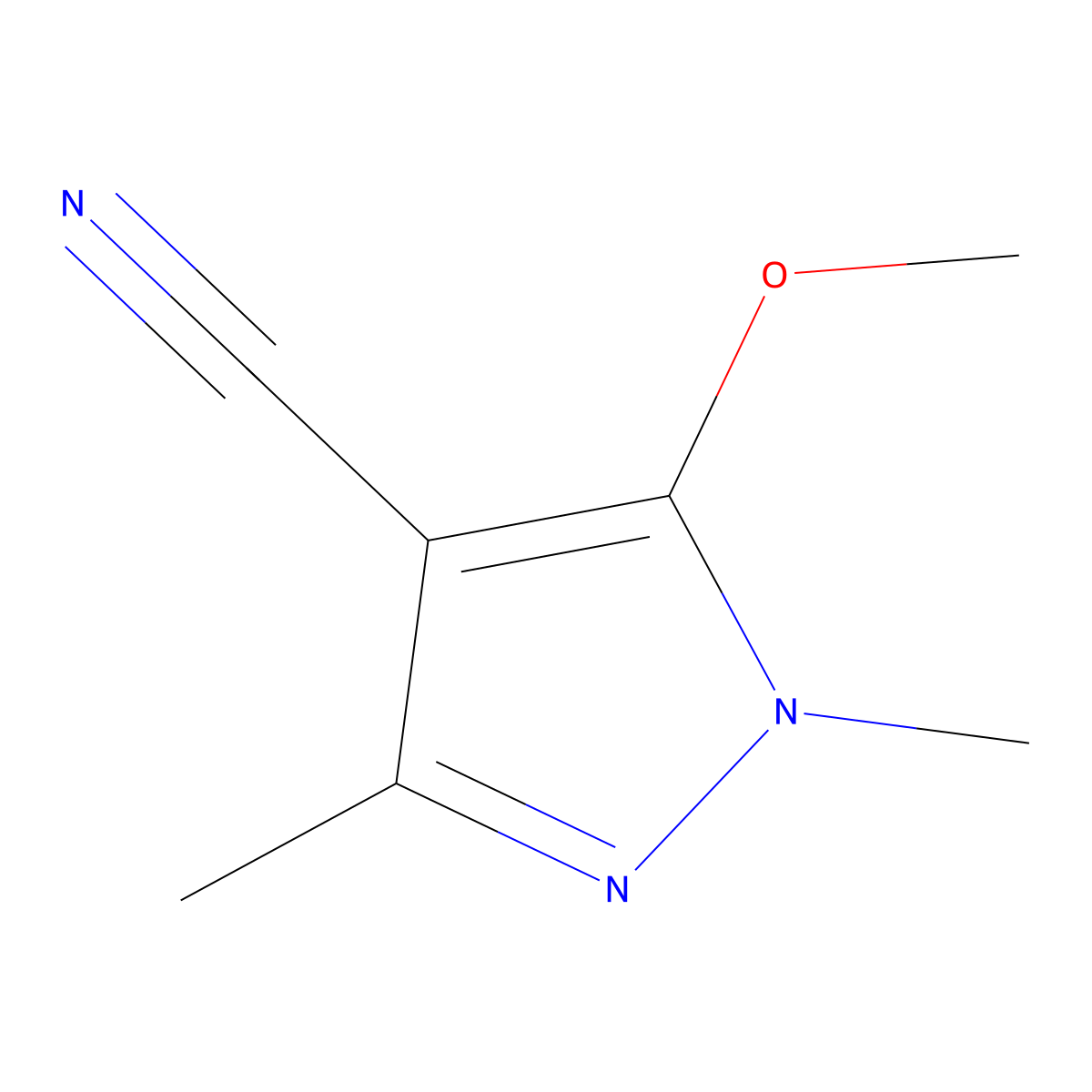 5-methoxy-1,3-dimethyl-1H-pyrazole-4-carbonitrile molecular structure, CAS 1343203-74-6
