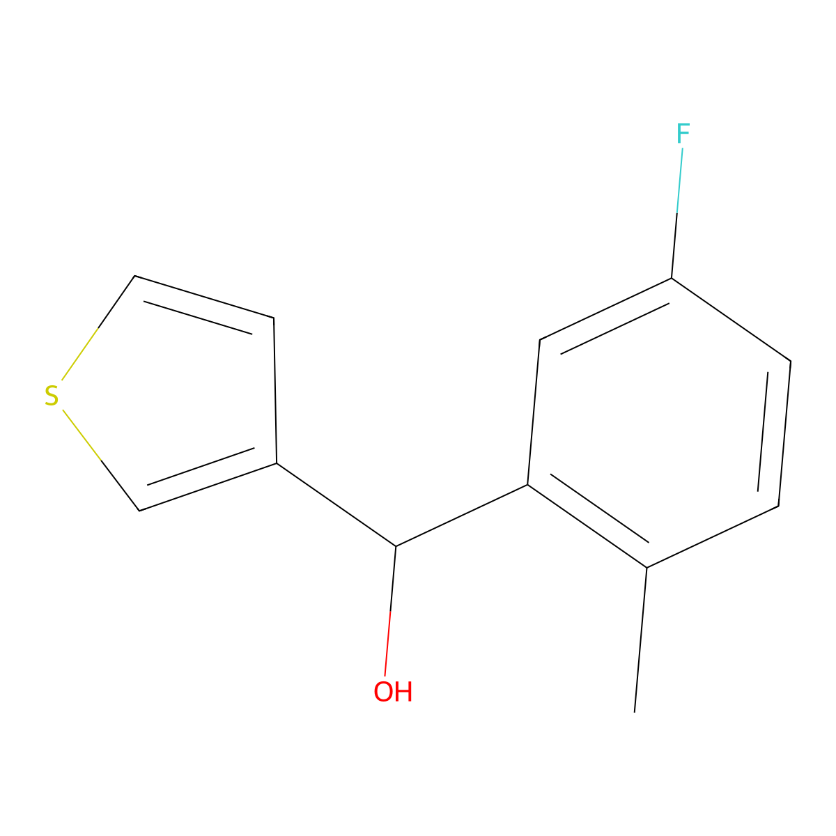 3-Fluoro-6-methylphenyl-(3-thienyl)methanol molecular structure, CAS 1343204-58-9