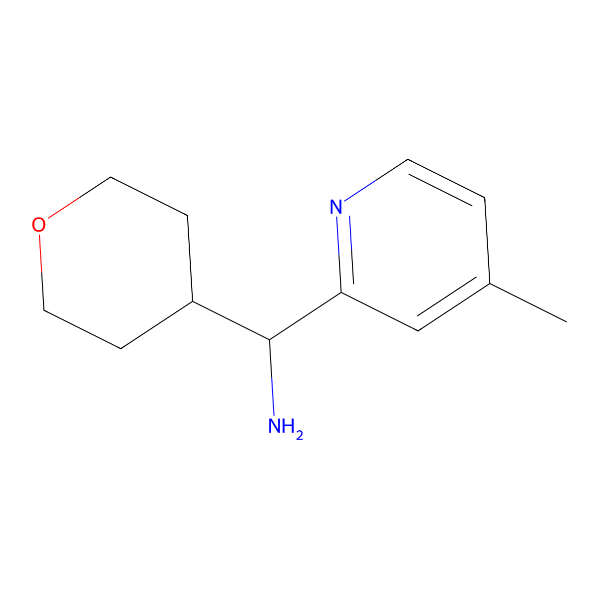 (4-Methylpyridin-2-yl)(oxan-4-yl)methanamine molecular structure, CAS 1343215-67-7