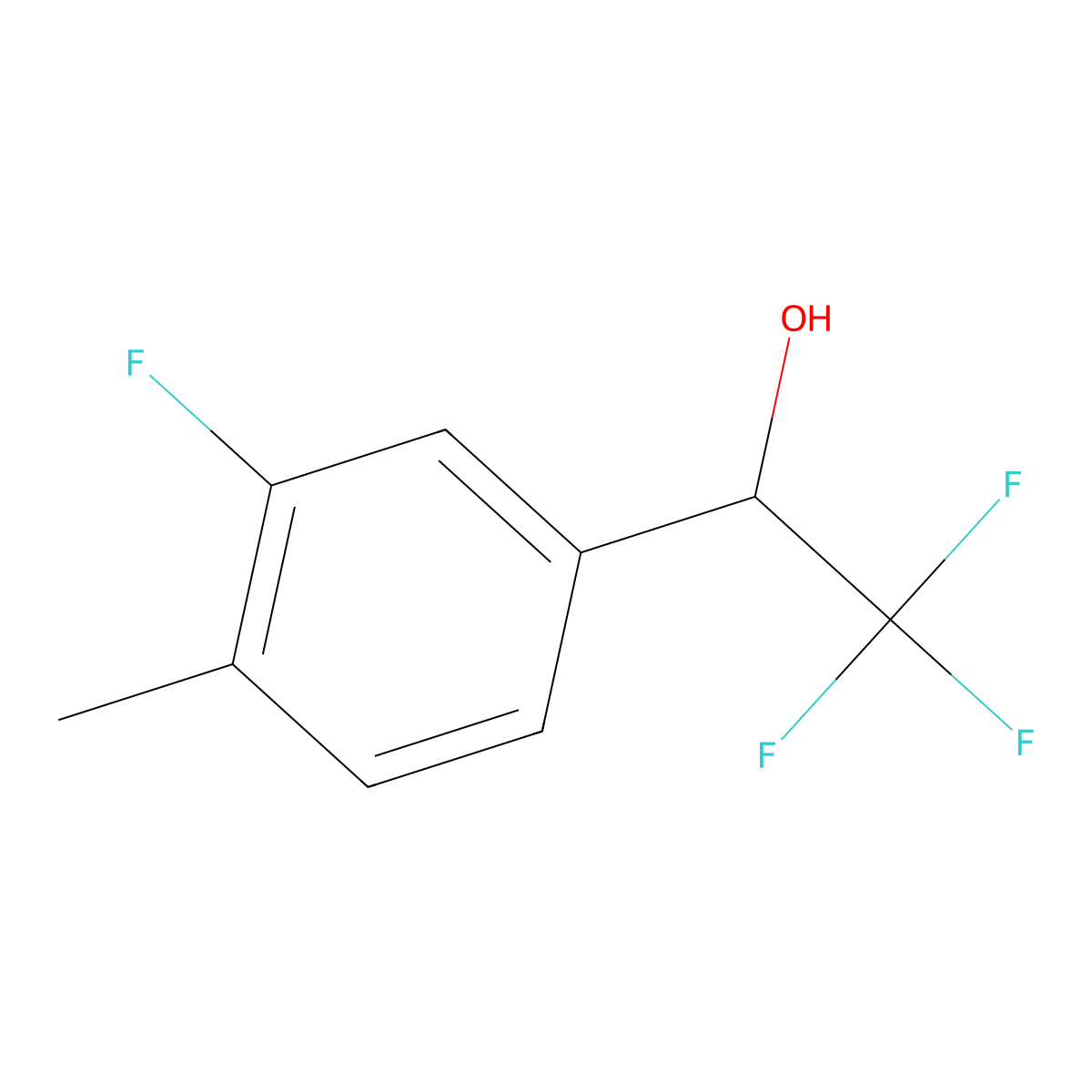 2,2,2-Trifluoro-1-(3-fluoro-4-methylphenyl)ethan-1-ol molecular structure, CAS 1343217-09-3