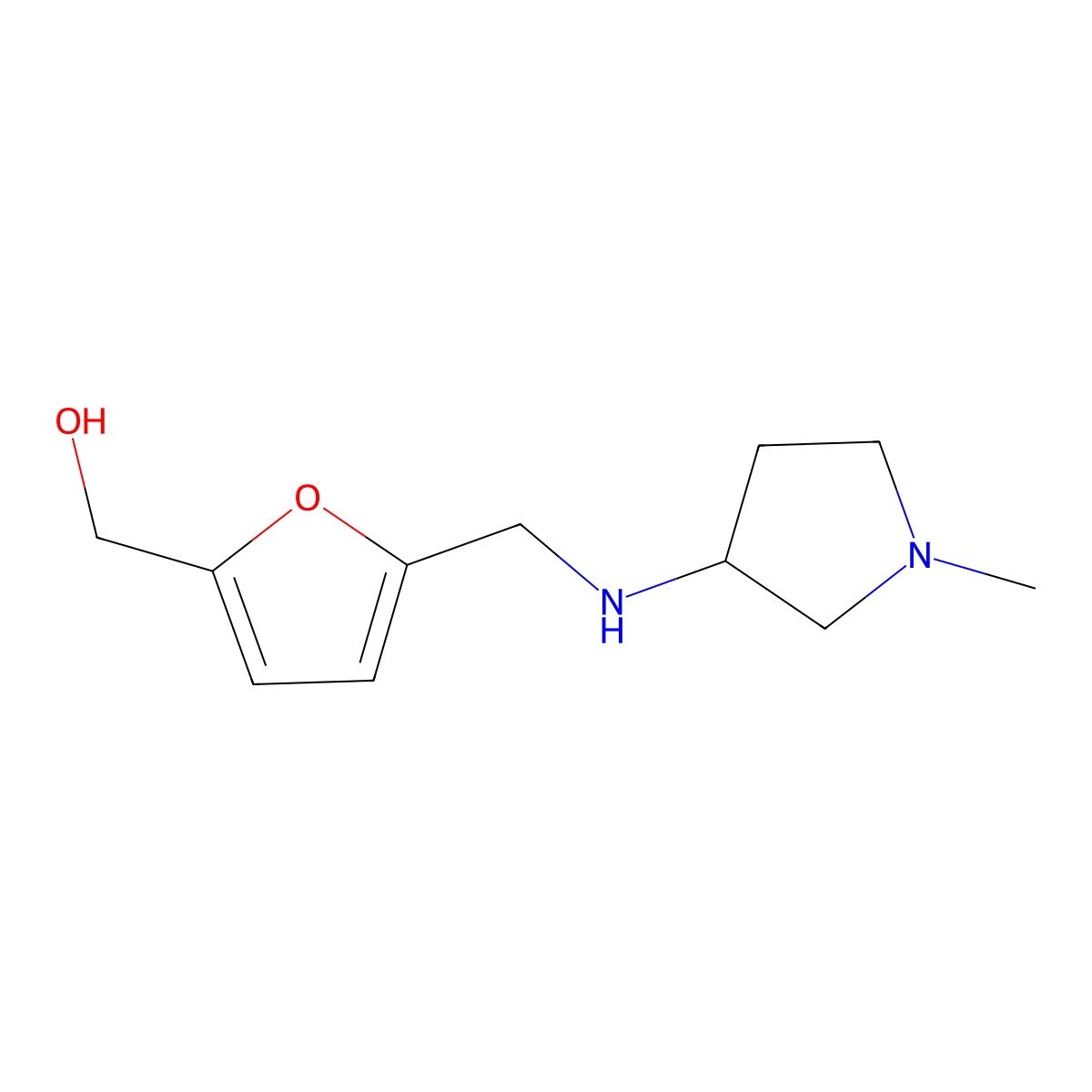 (5-{[(1-Methylpyrrolidin-3-yl)amino]methyl}furan-2-yl)methanol molecular structure, CAS 1343217-16-2