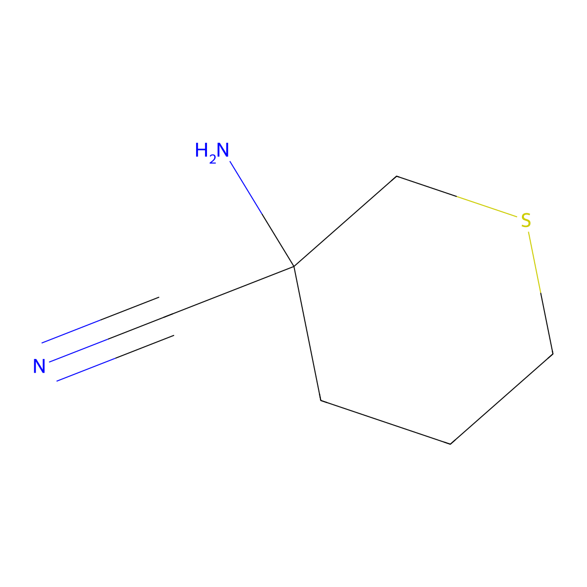 3-Aminothiane-3-carbonitrile molecular structure, CAS 1343219-56-6