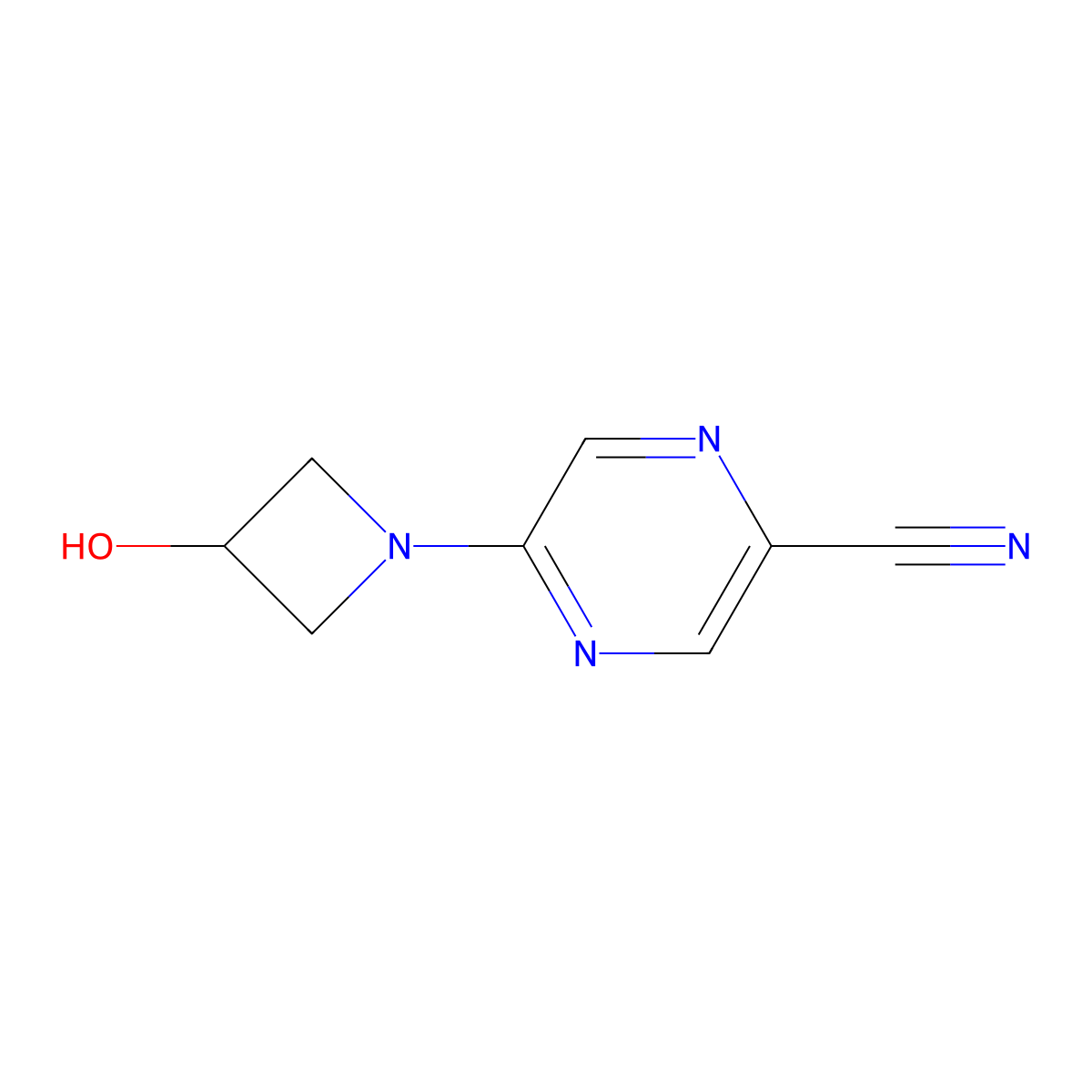 5-(3-Hydroxyazetidin-1-yl)pyrazine-2-carbonitrile molecular structure, CAS 1343220-03-0