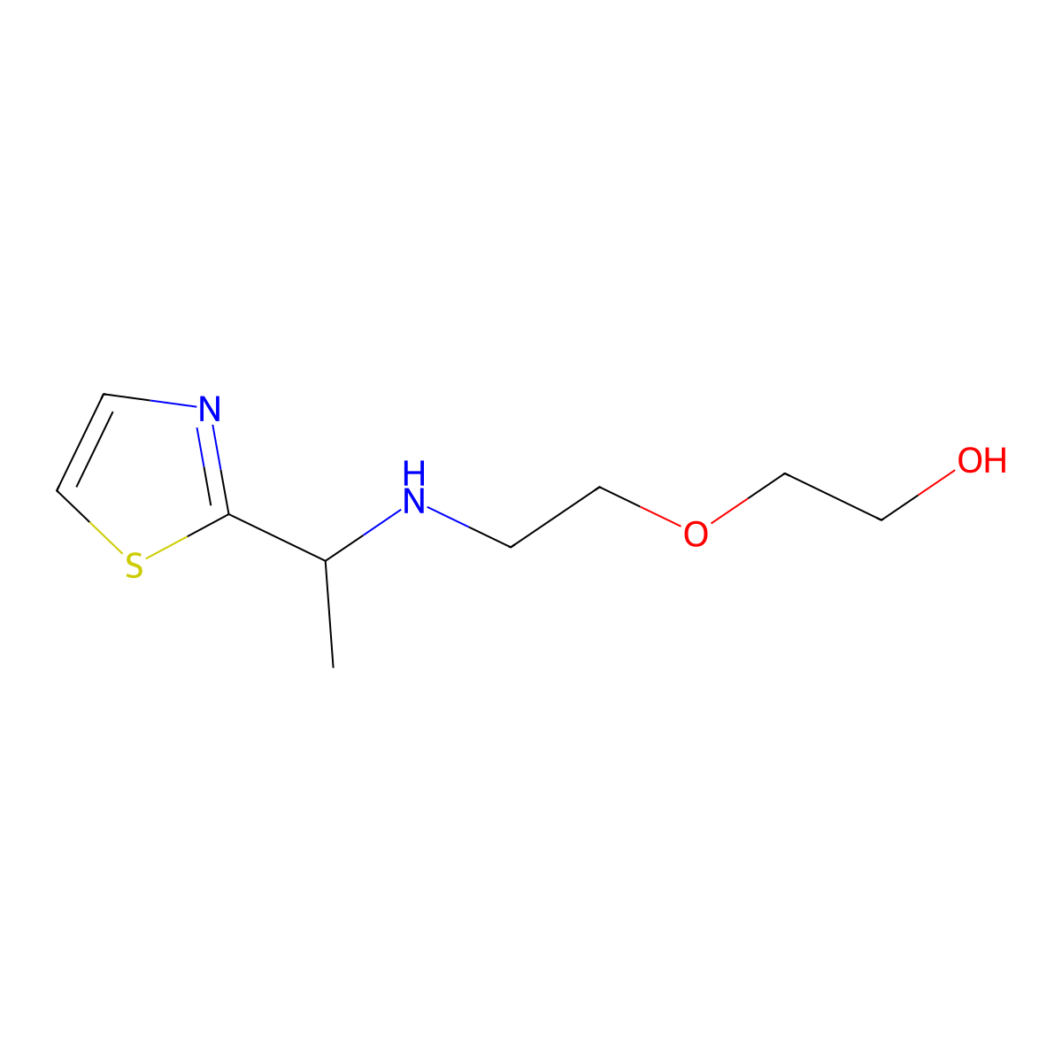 2-(2-{[1-(1,3-Thiazol-2-yl)ethyl]amino}ethoxy)ethan-1-ol molecular structure, CAS 1343221-55-5