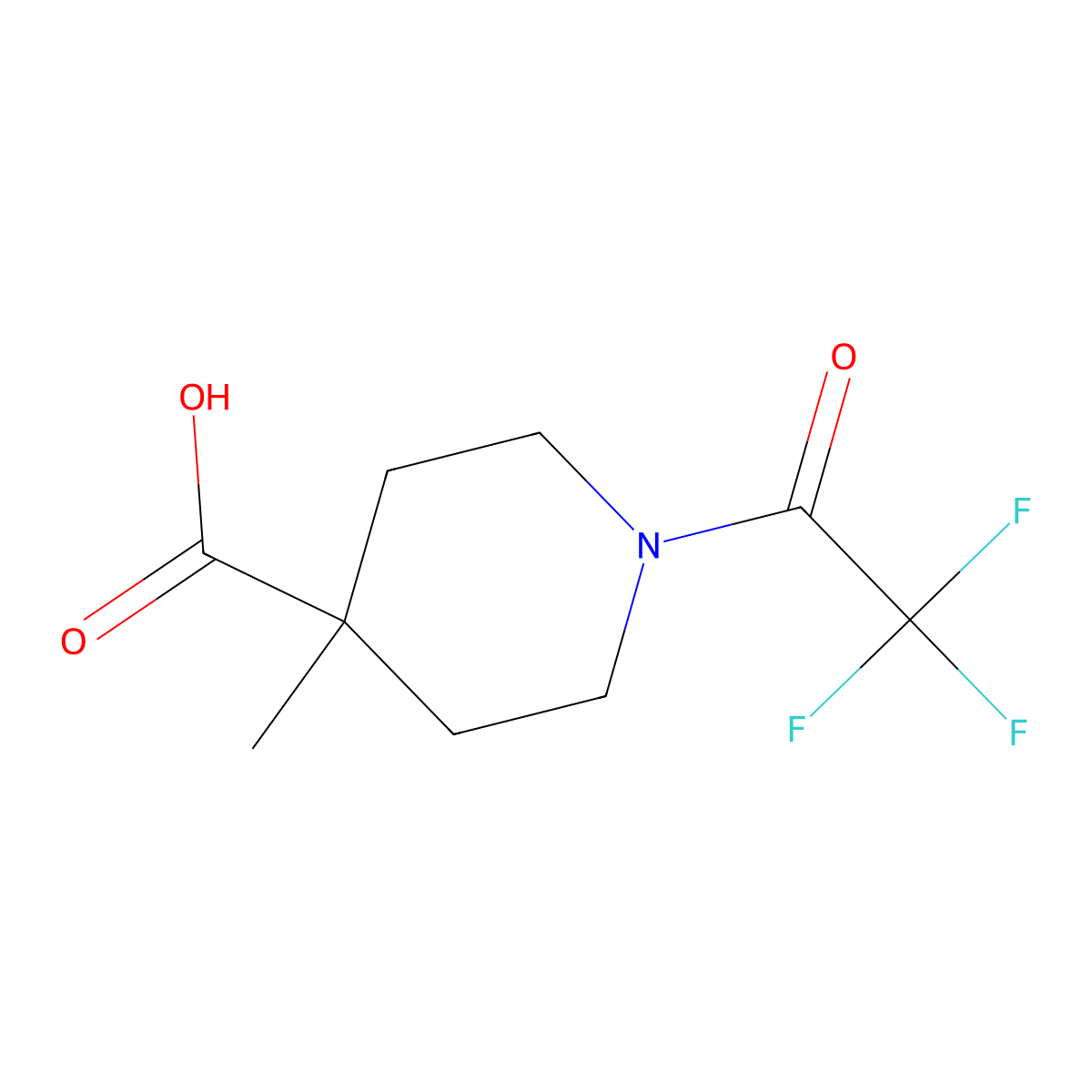 4-Methyl-1-(trifluoroacetyl)piperidine-4-carboxylic acid molecular structure, CAS 1343222-83-2