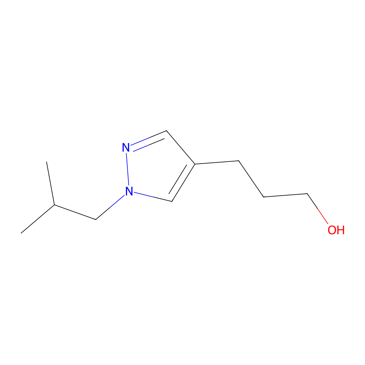 3-[1-(2-methylpropyl)-1H-pyrazol-4-yl]propan-1-ol molecular structure, CAS 1343223-18-6