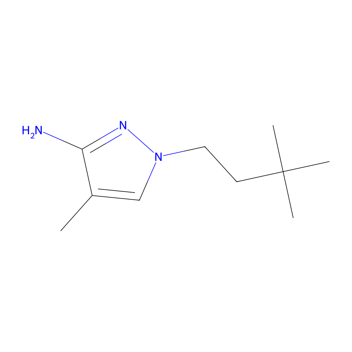 1-(3,3-Dimethylbutyl)-4-methyl-1H-pyrazol-3-amine molecular structure, CAS 1343228-80-7