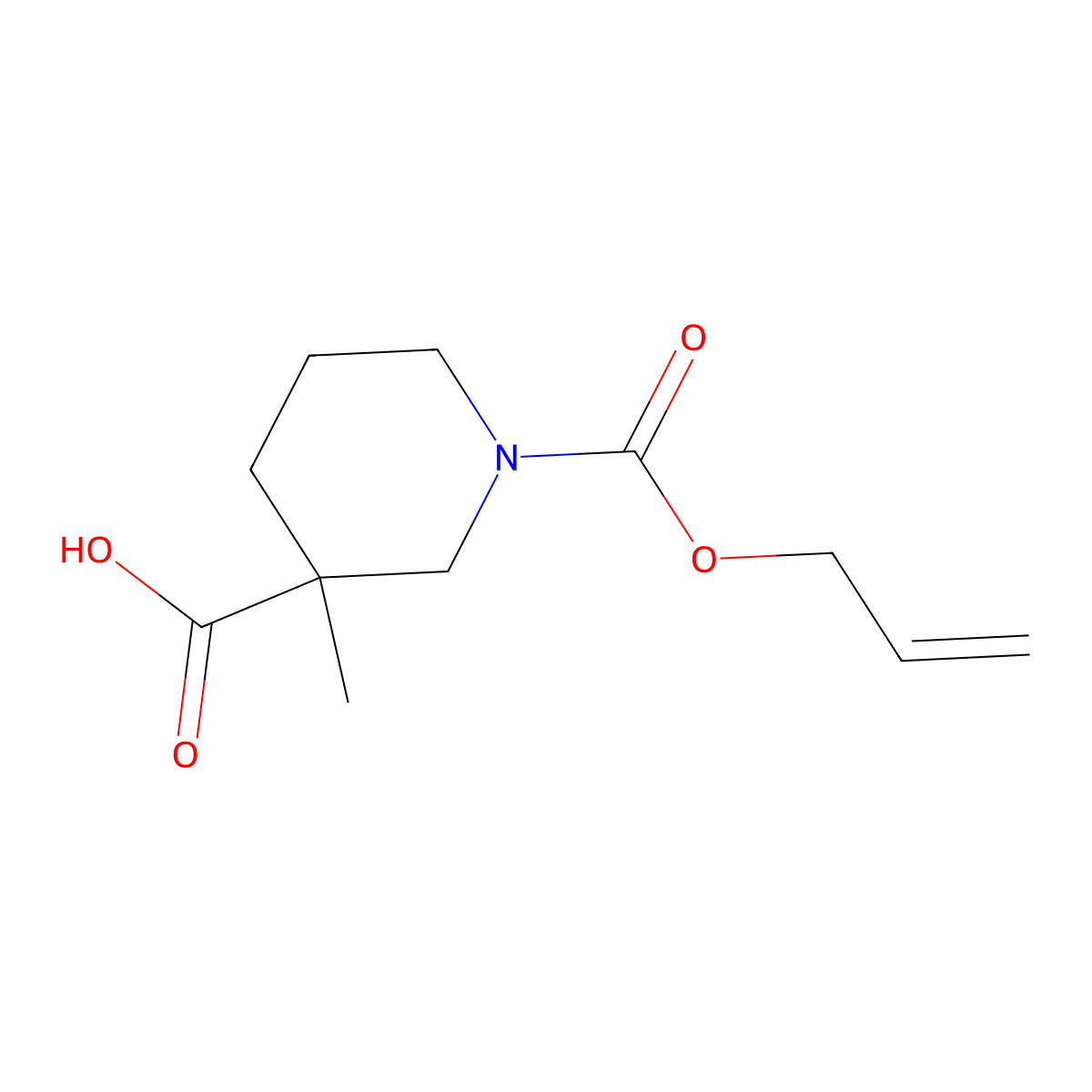 3-Methyl-1-[(prop-2-en-1-yloxy)carbonyl]piperidine-3-carboxylic acid molecular structure, CAS 1343231-86-6