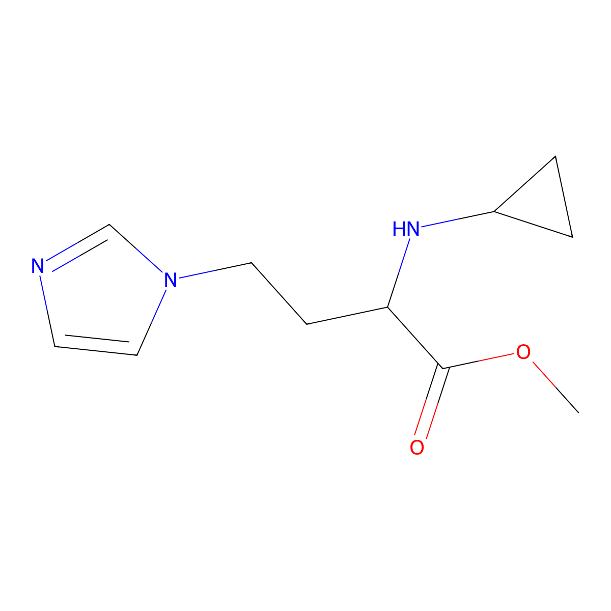 Methyl 2-(cyclopropylamino)-4-(1h-imidazol-1-yl)butanoate molecular structure, CAS 1343231-99-1