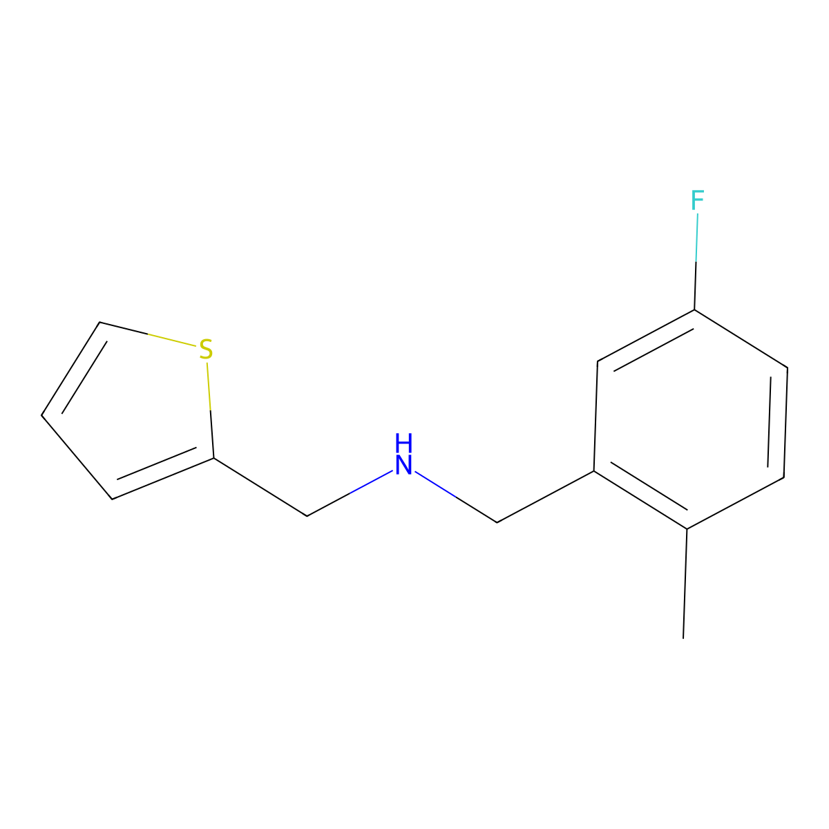 [(5-Fluoro-2-methylphenyl)methyl][(thiophen-2-yl)methyl]amine molecular structure, CAS 1343233-19-1