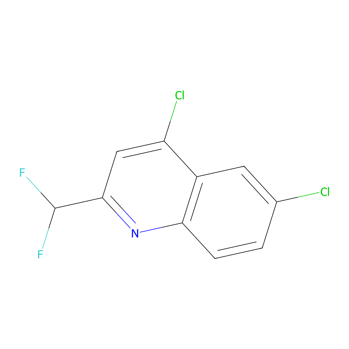 4,6-Dichloro-2-(difluoromethyl)quinoline molecular structure, CAS 1343235-22-2