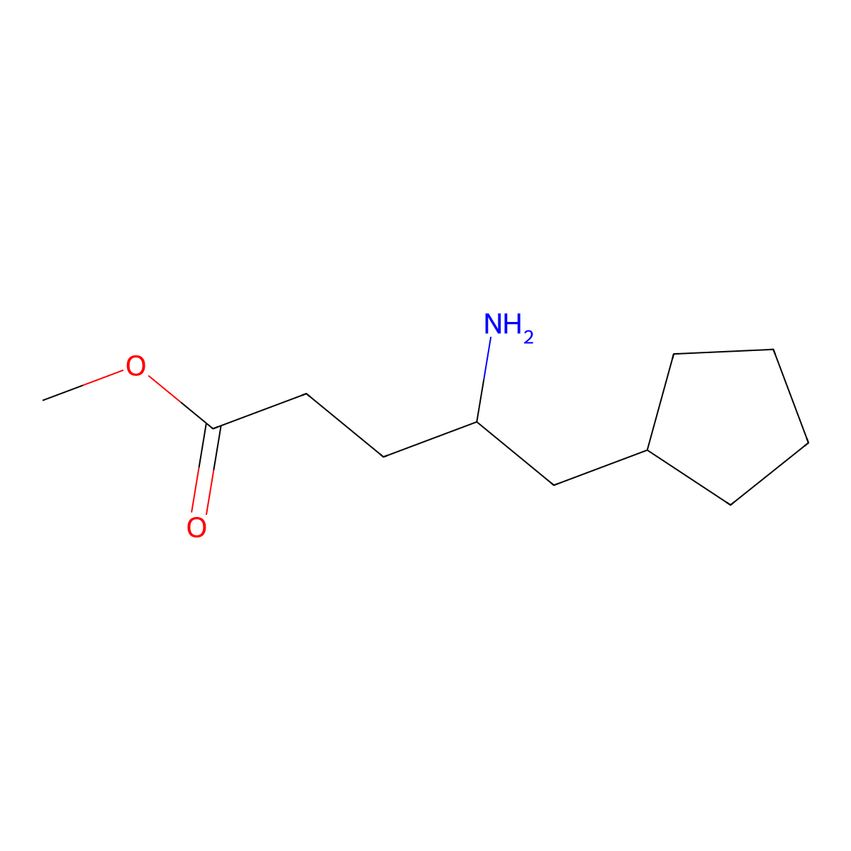Methyl 4-amino-5-cyclopentylpentanoate molecular structure, CAS 1343236-91-8