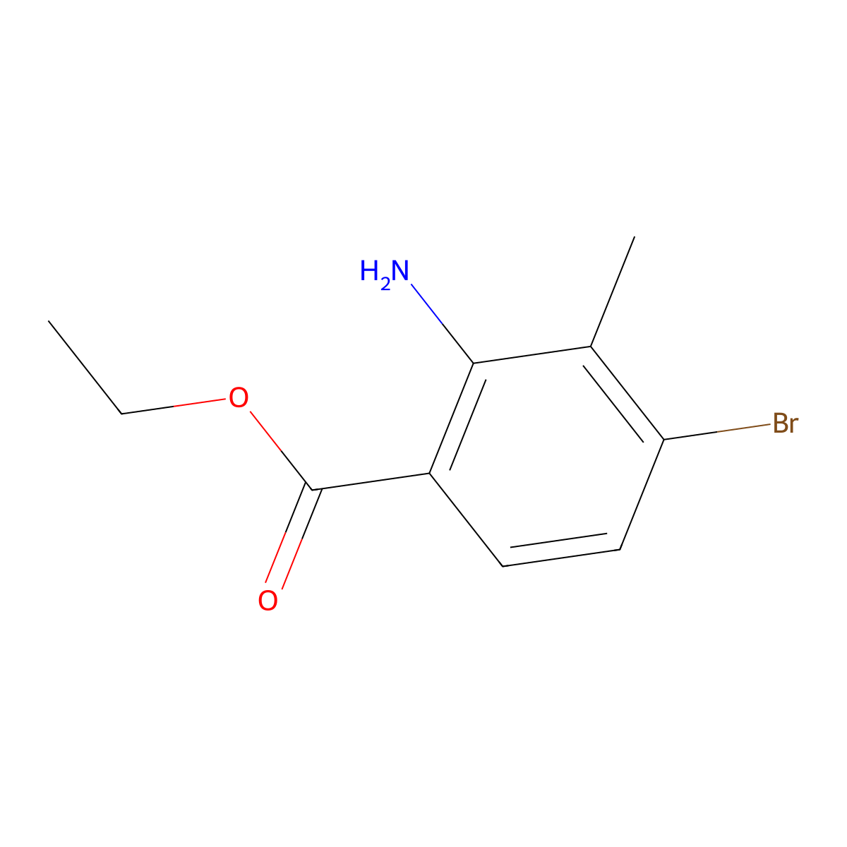 Ethyl 2-amino-4-bromo-3-methylbenzoate molecular structure, CAS 1343240-01-6