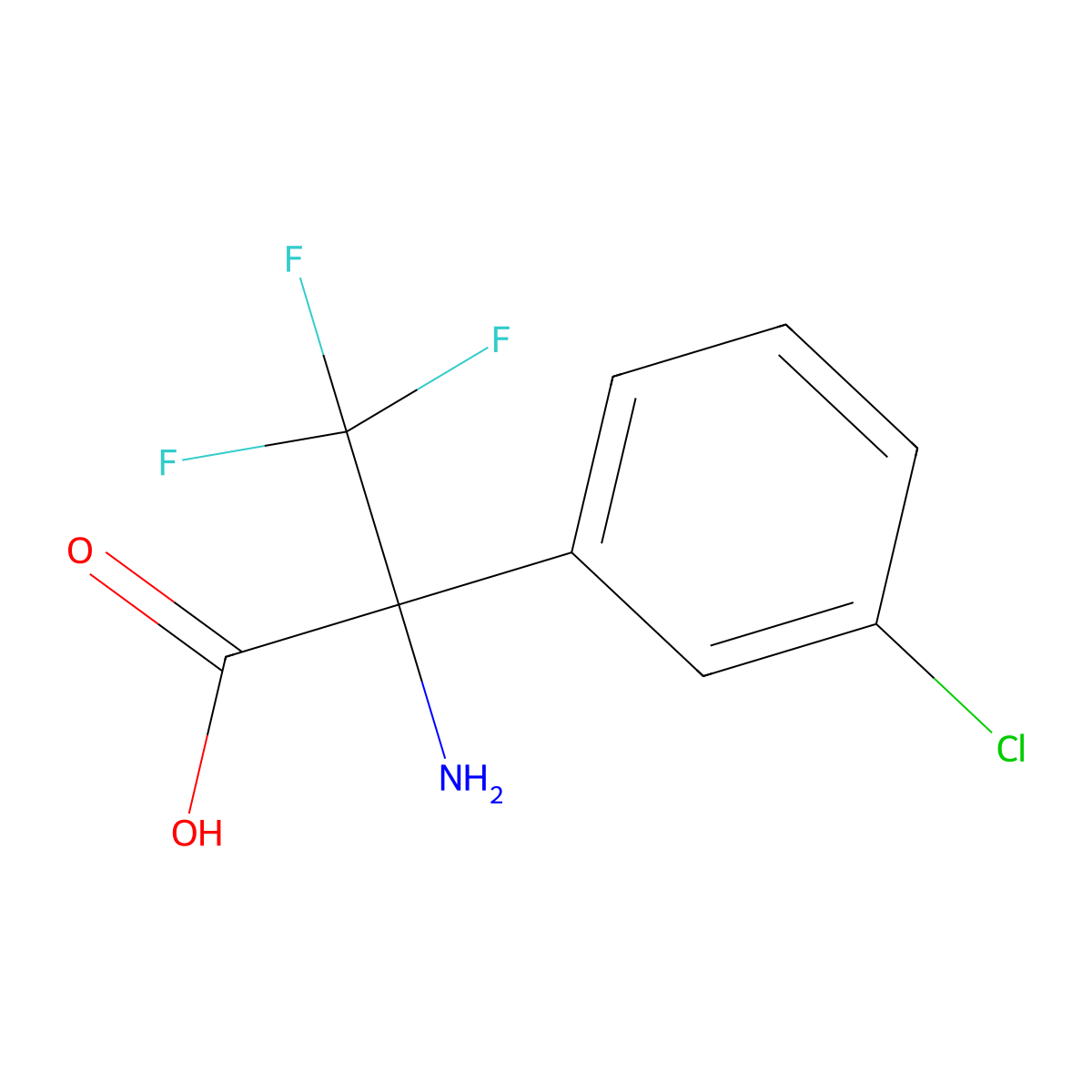 2-Amino-2-(3-chlorophenyl)-3,3,3-trifluoropropanoic acid molecular structure, CAS 1343241-61-1