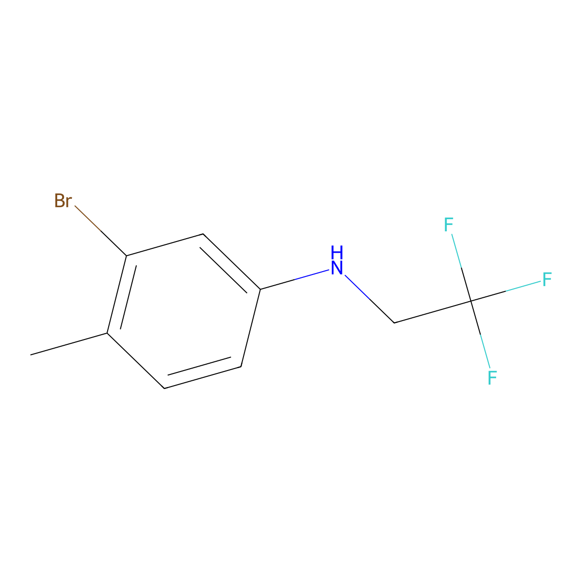 3-bromo-4-methyl-N-(2,2,2-trifluoroethyl)aniline molecular structure, CAS 1343245-72-6