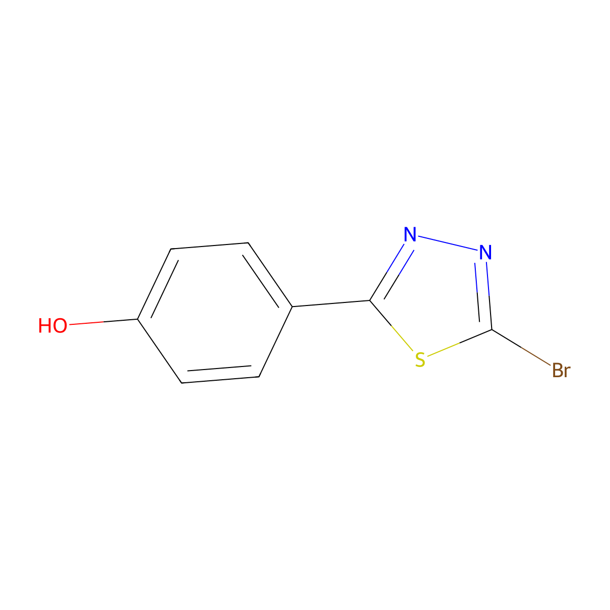 4-(5-Bromo-1,3,4-thiadiazol-2-yl)phenol molecular structure, CAS 1343249-15-9
