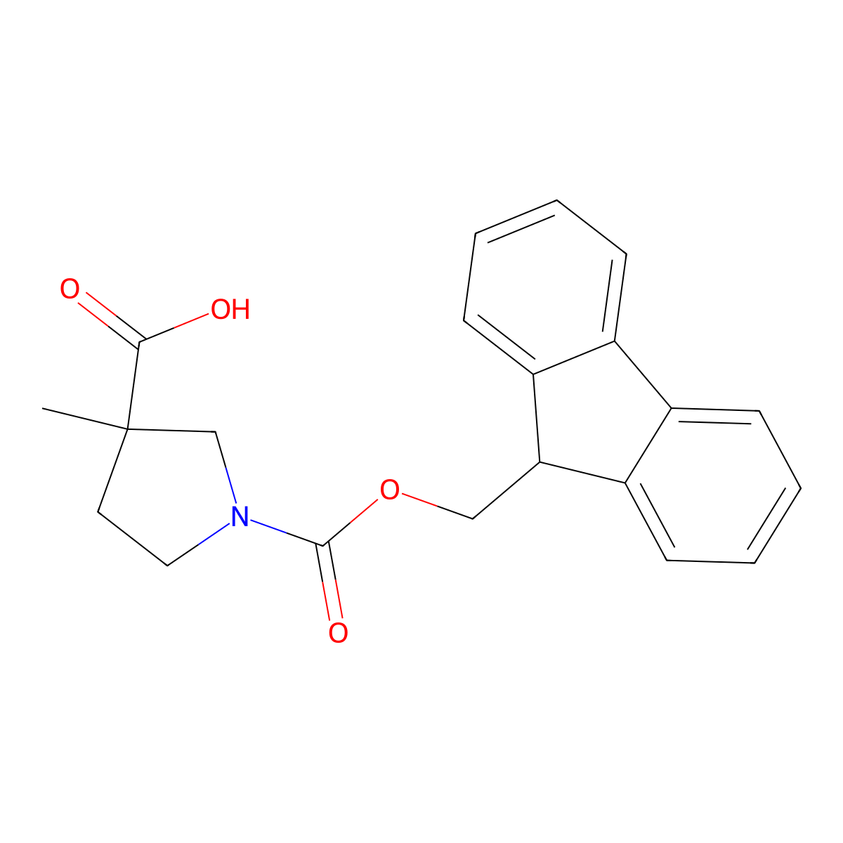 1-{[(9H-fluoren-9-yl)methoxy]carbonyl}-3-methylpyrrolidine-3-carboxylic acid molecular structure, CAS 1343249-22-8